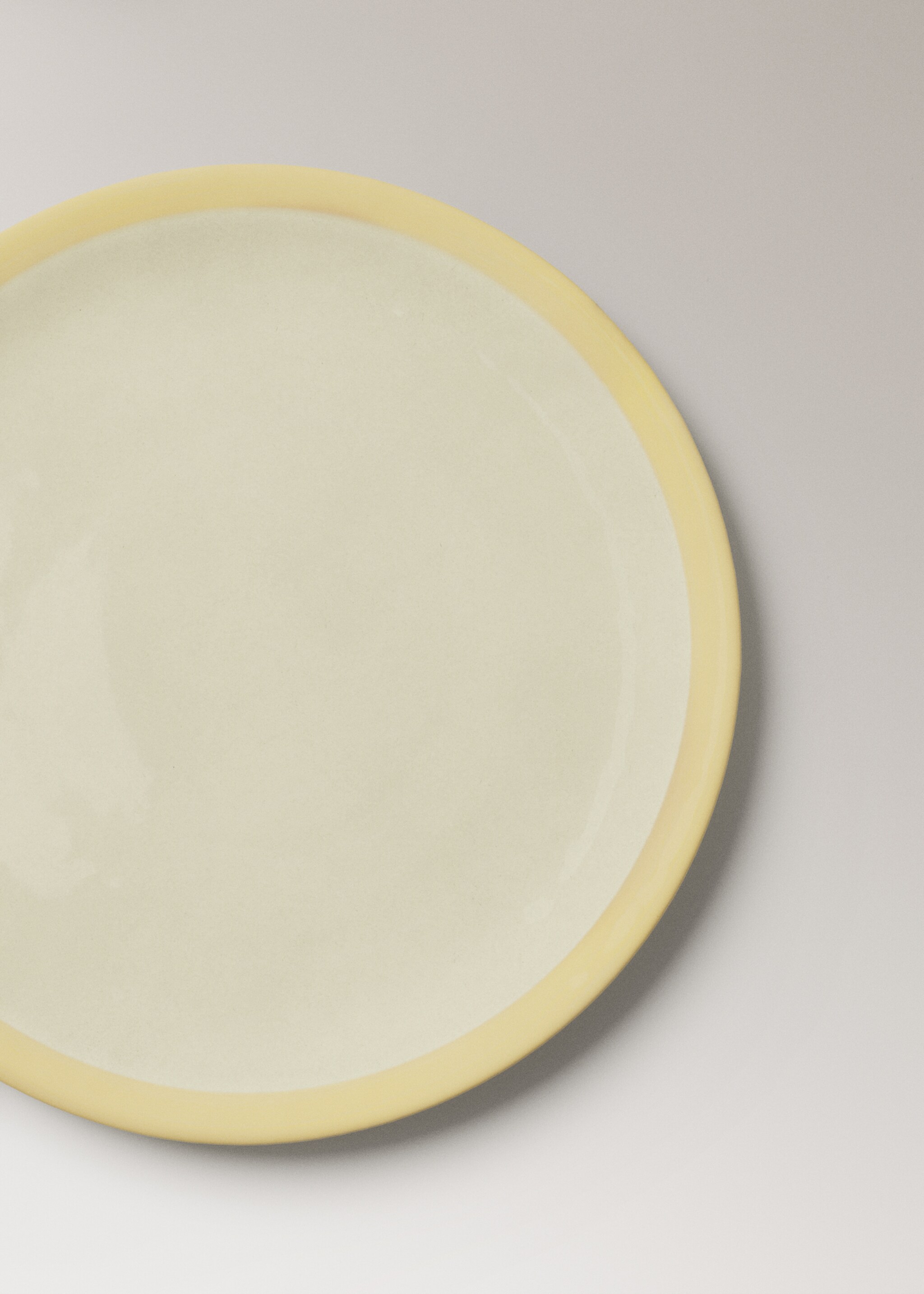 Contrast stoneware dessert plate - Details of the article 1, Ochre. Ref: 27061523-00.