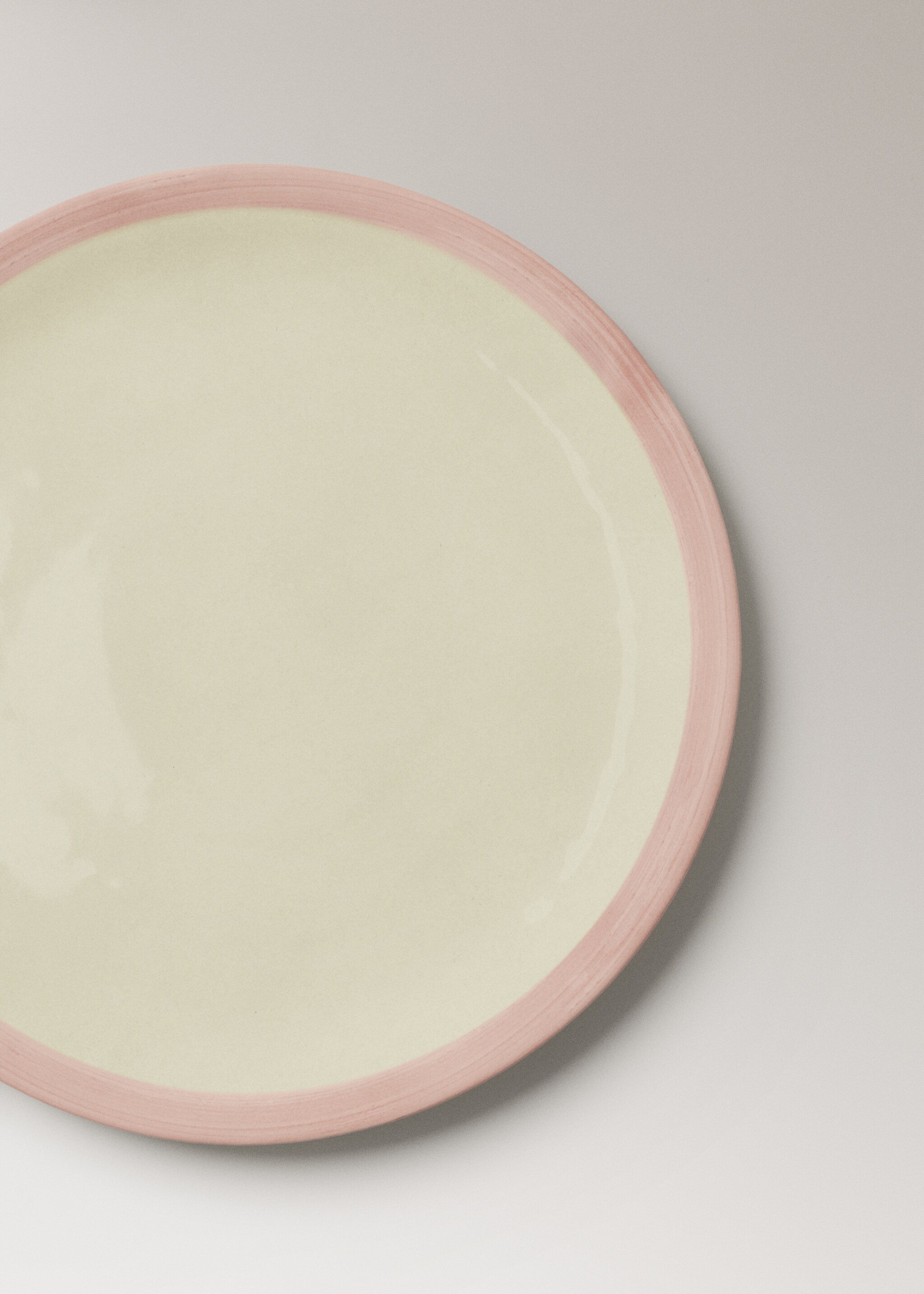Contrast stoneware dessert plate - Details of the article 1, Pale Pink. Ref: 27061523-00.