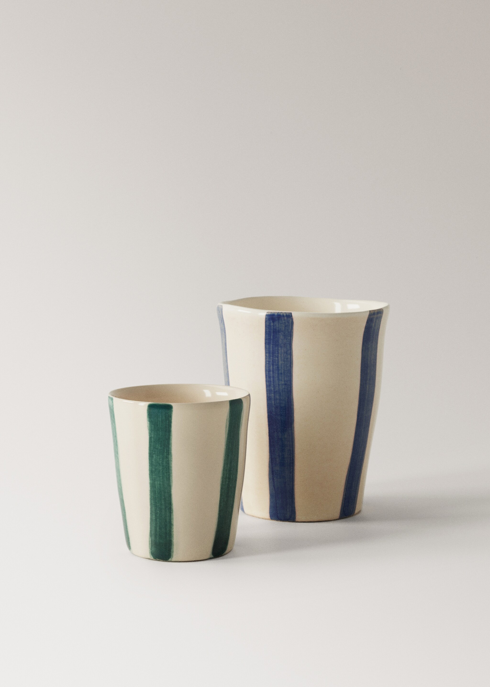 Striped stoneware coffee cup - Details of the article 3, Ink Blue. Ref: 27061529-00.