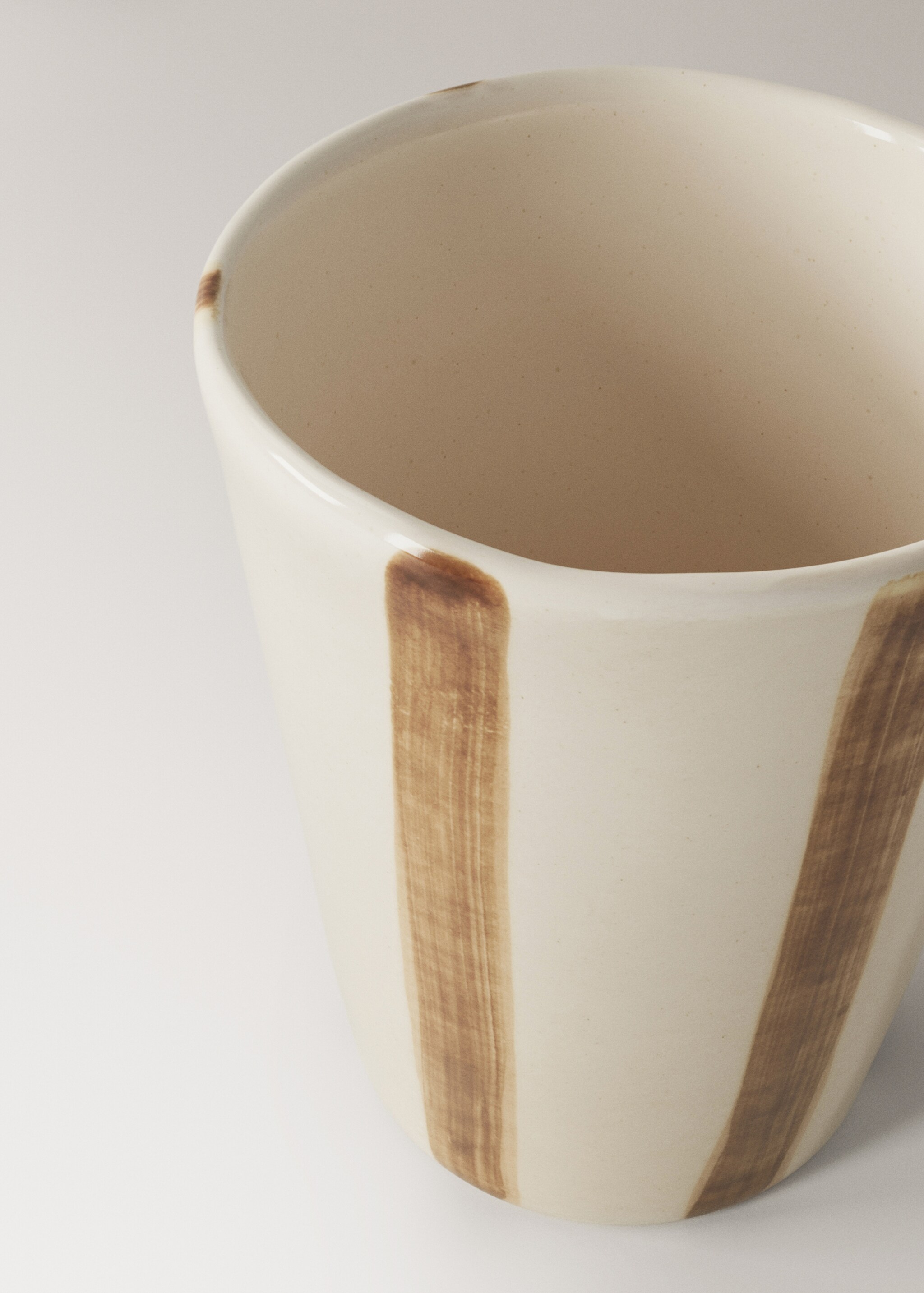 Κεραμική κούπα καφέ με ρίγες - Λεπτομέρεια του προϊόντος 1, Κεραμιδί. Ref: 27061529-00.