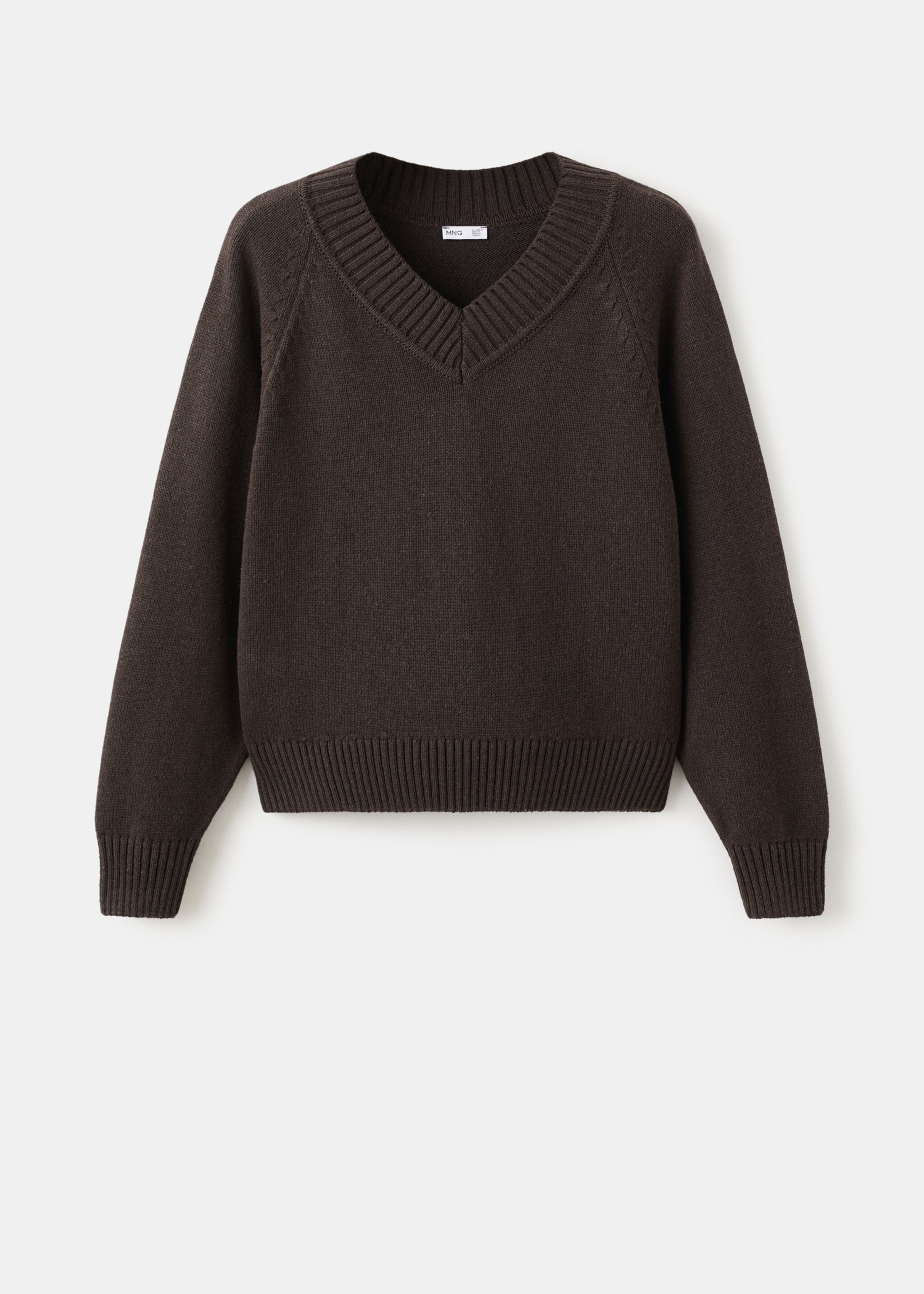 V-neck knit sweater - Article without model, Brown. Ref: 27061536-00.