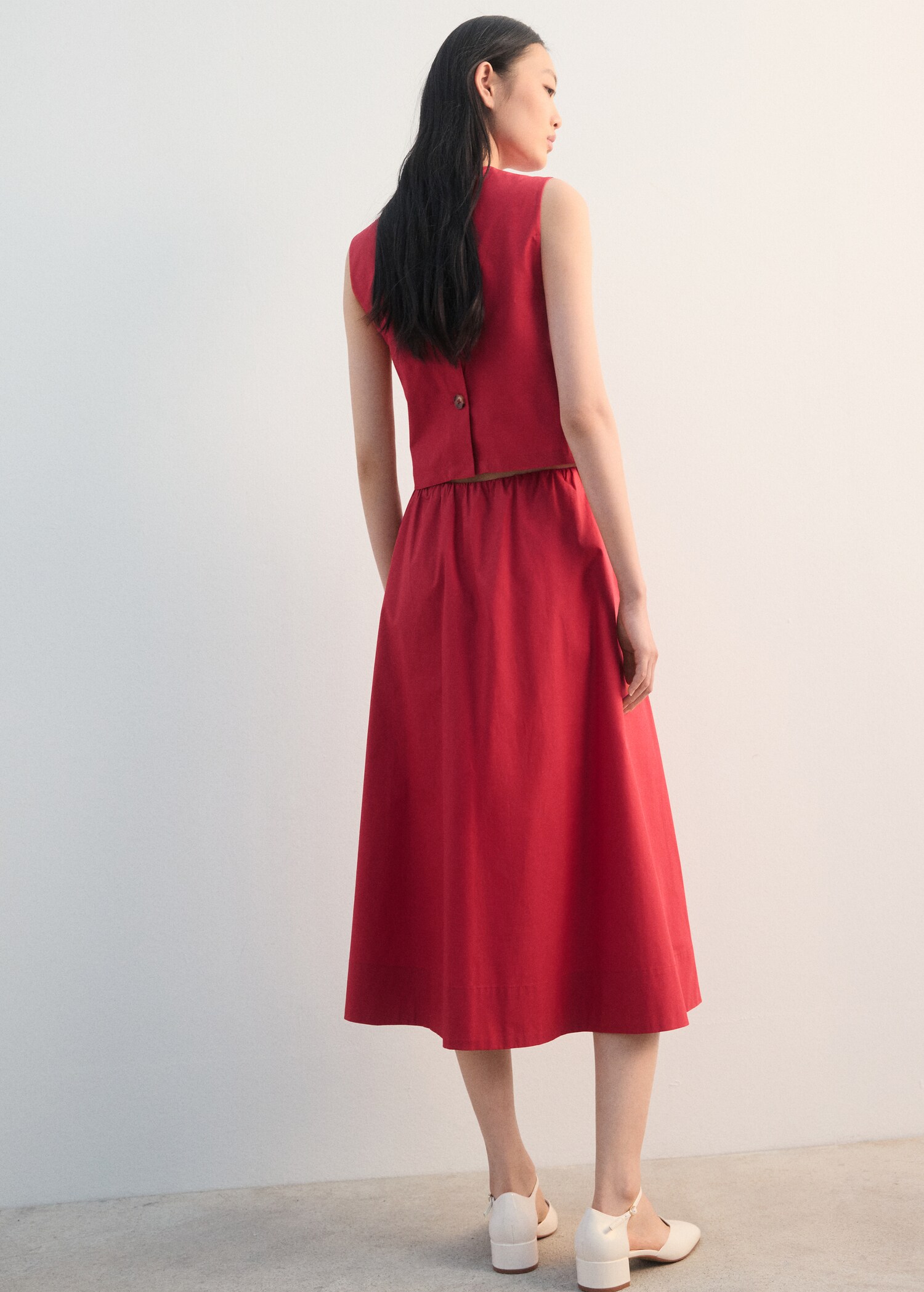 Midi cotton skirt with pleats - Reverse of the article