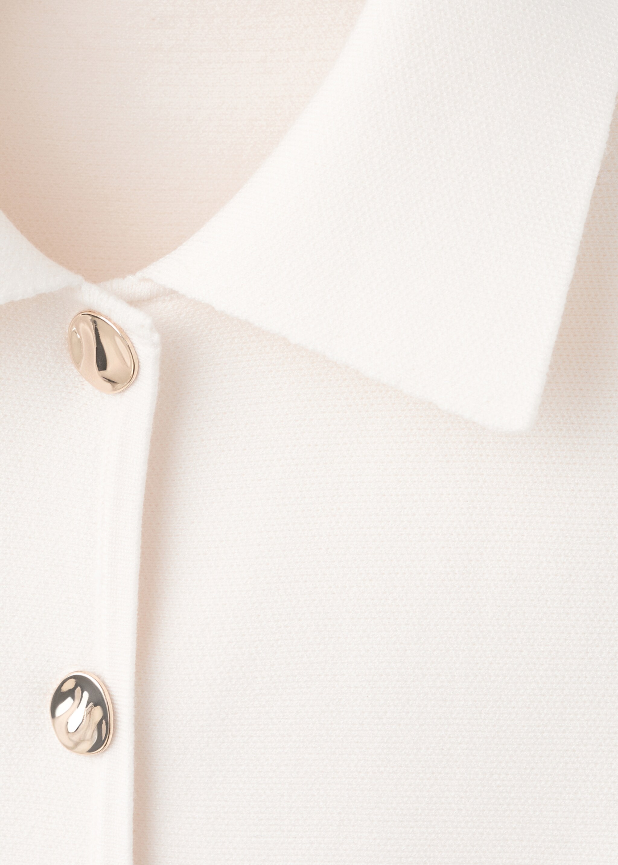 Knitted jacket with polo collar - Details of the article 8, Off White. Ref: 27062540-00.