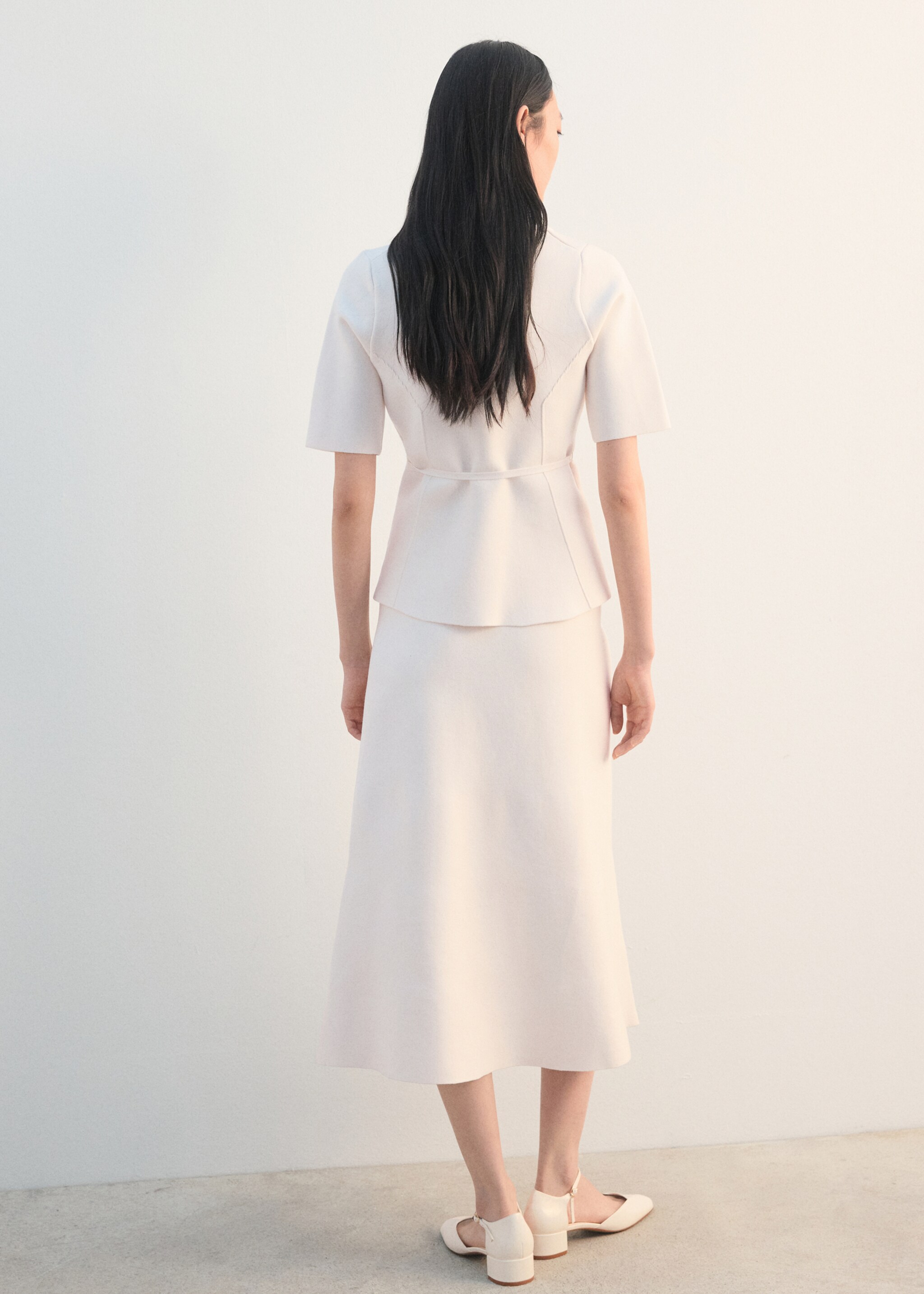 Knitted jacket with polo collar - Reverse of the article, Off White. Ref: 27062540-00.