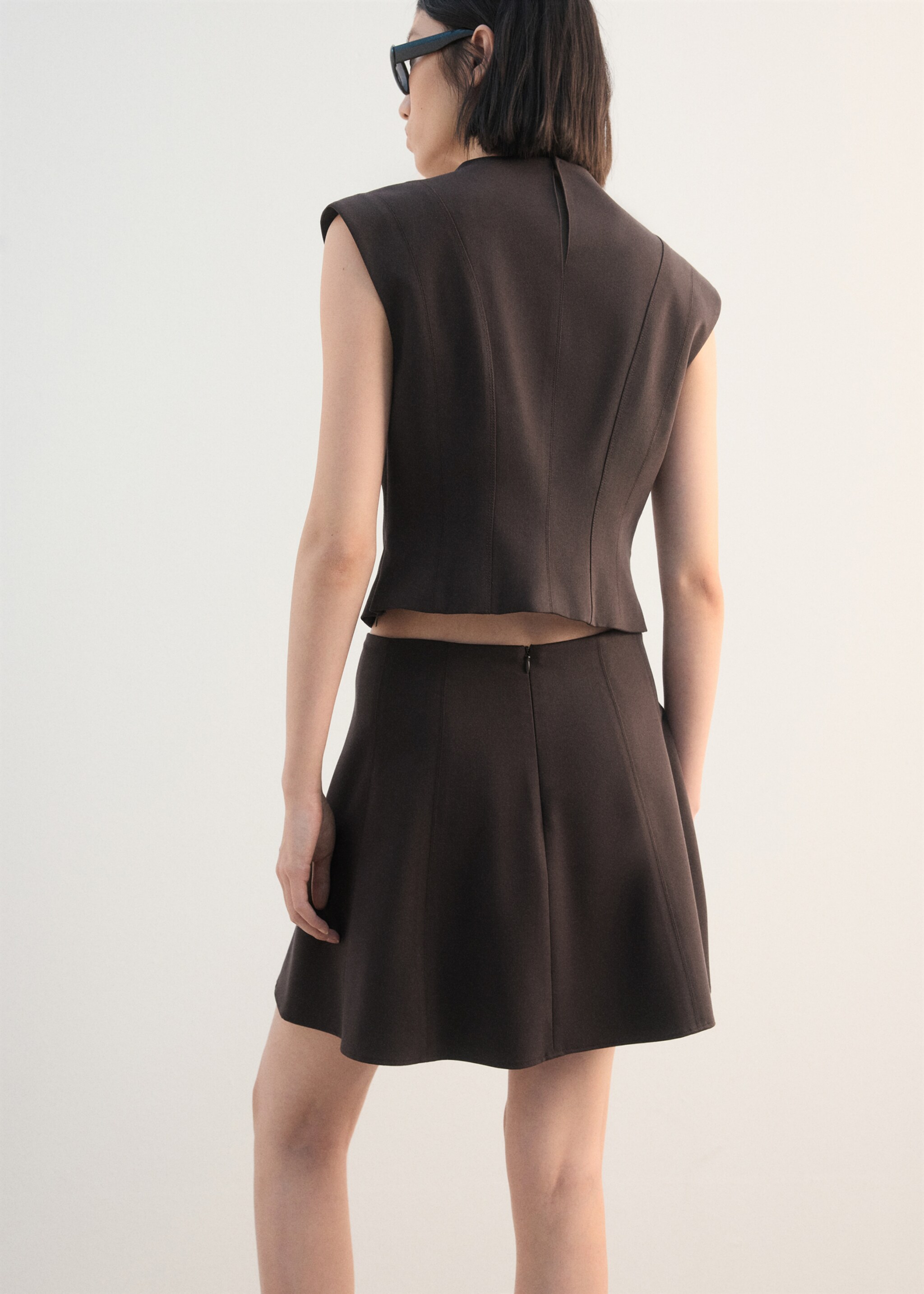 A-line skirt with seams - Reverse of the article, Chocolate. Ref: 27062543-00.