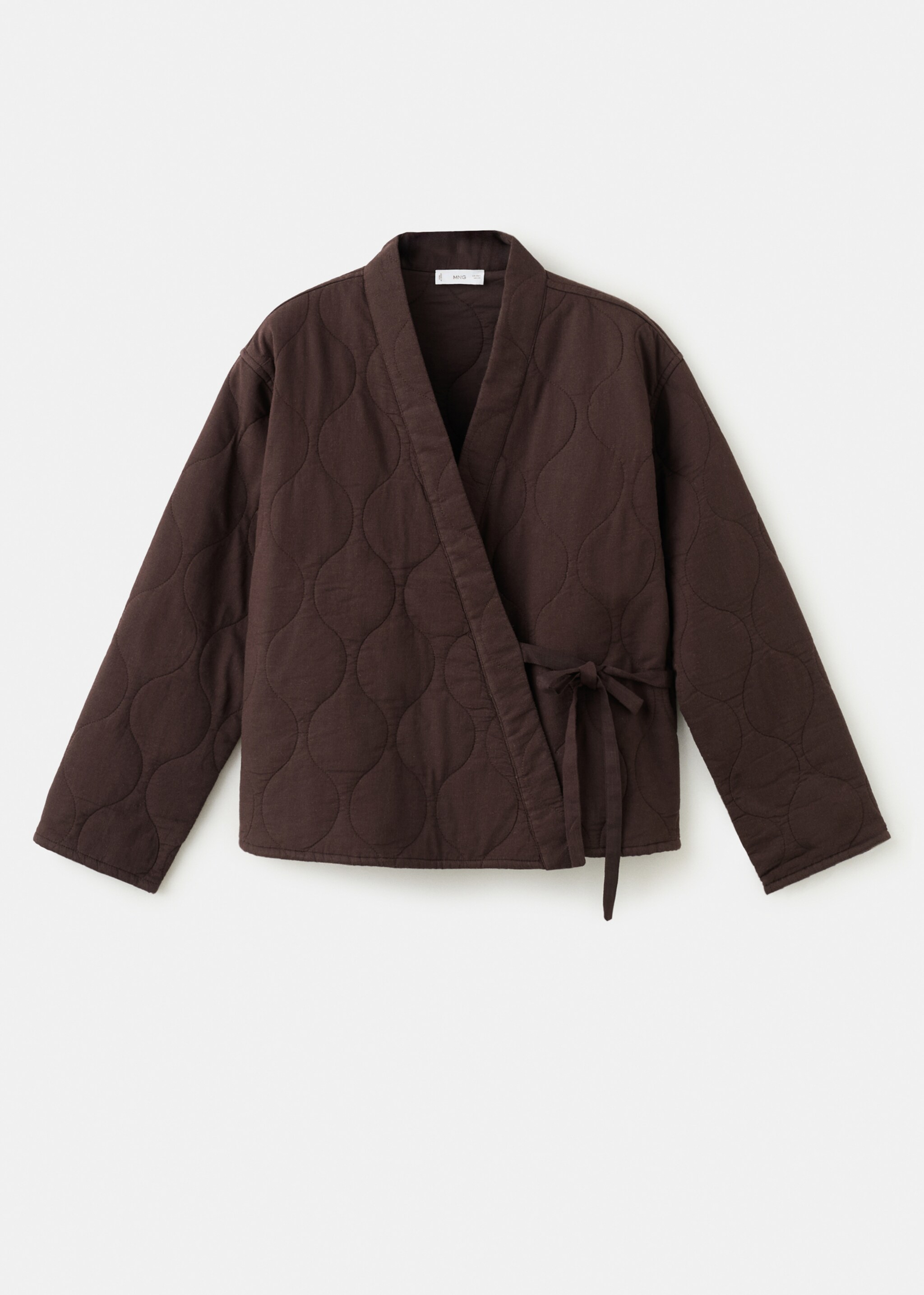Quilted kimono with tie - Article without model, Brown. Ref: 27062545-00.