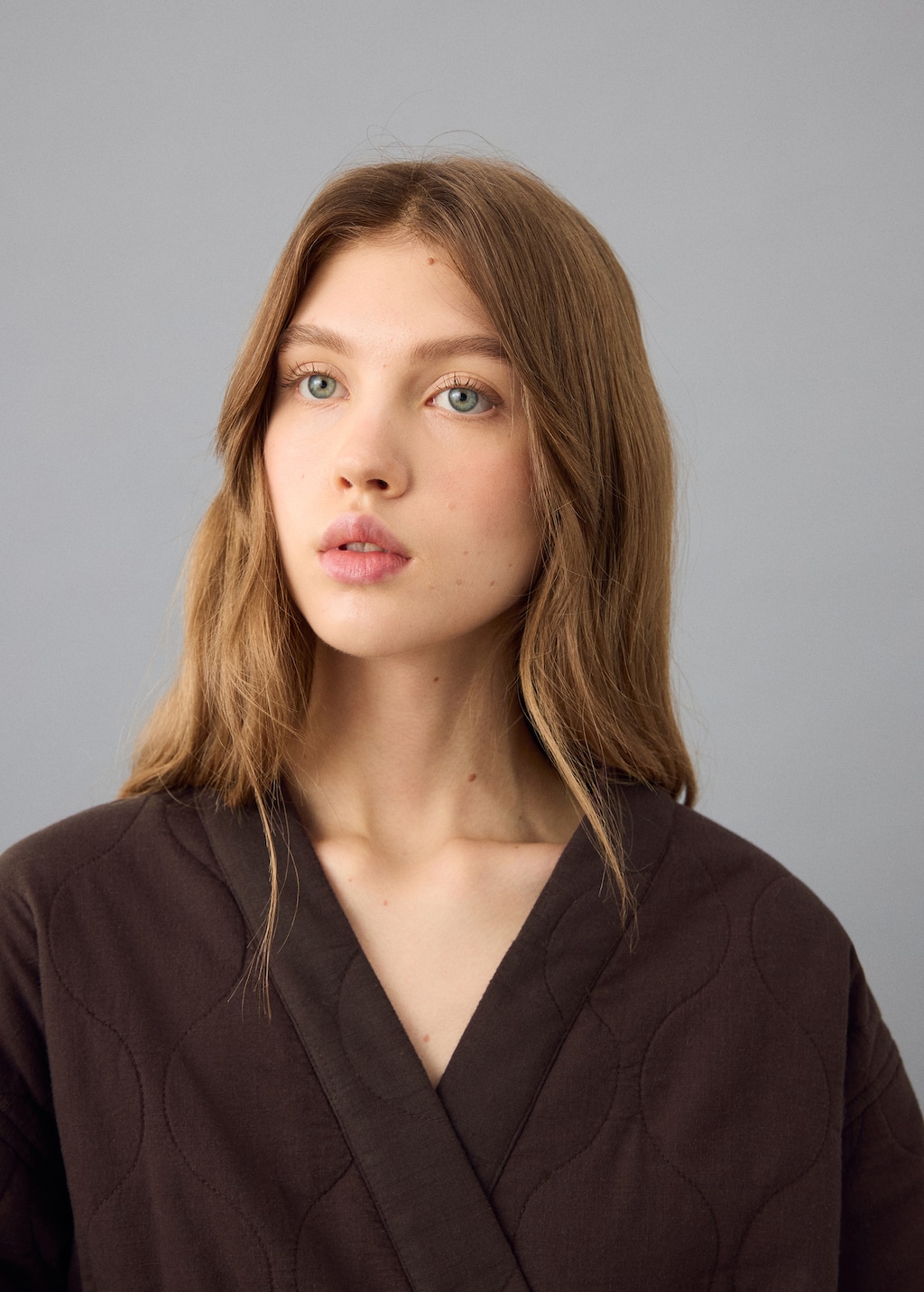 Quilted kimono with tie