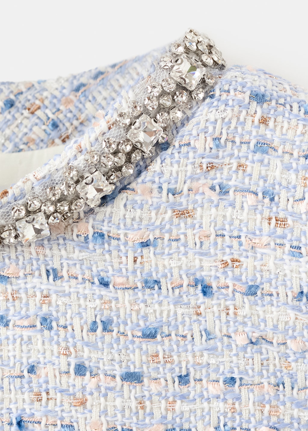 Mango Tweed dress with rhinestone collar