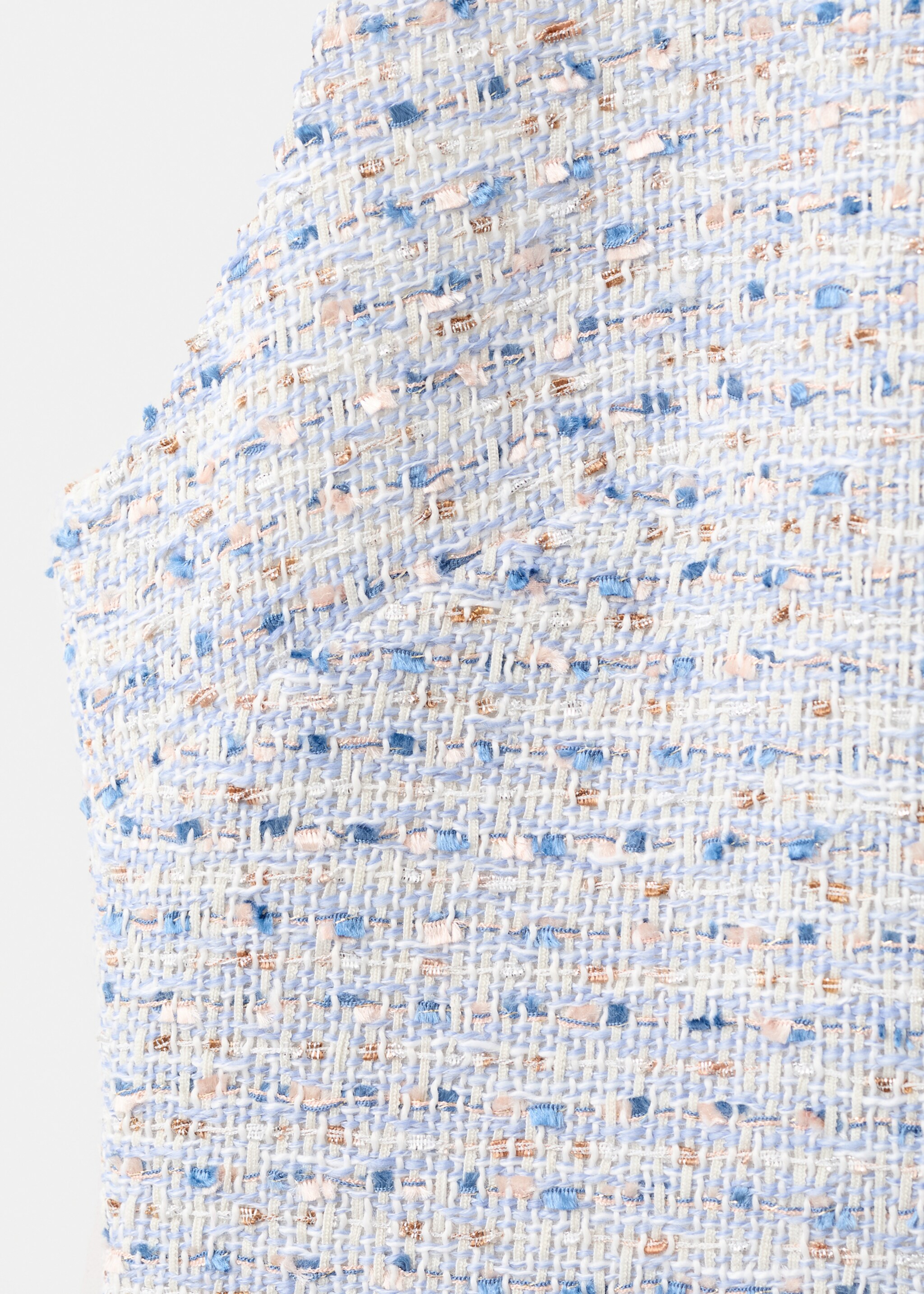 Tweed dress with bejewelled collar - Details of the article 8, Sky Blue. Ref: 27062546-00.