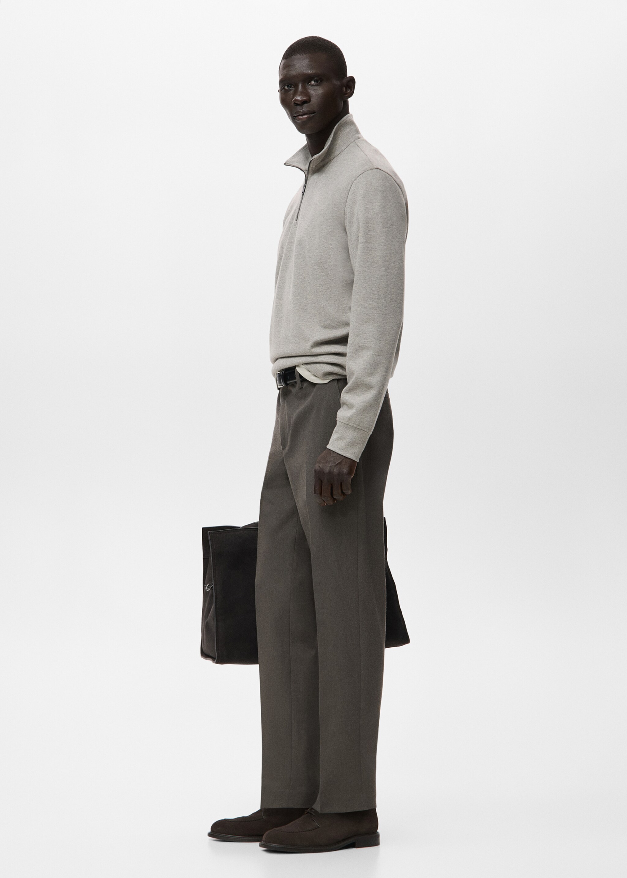 Sweat-shirt regular-fit col zippé - Détail de l'article 2, Marron moyen. Ref: 27062887-00.