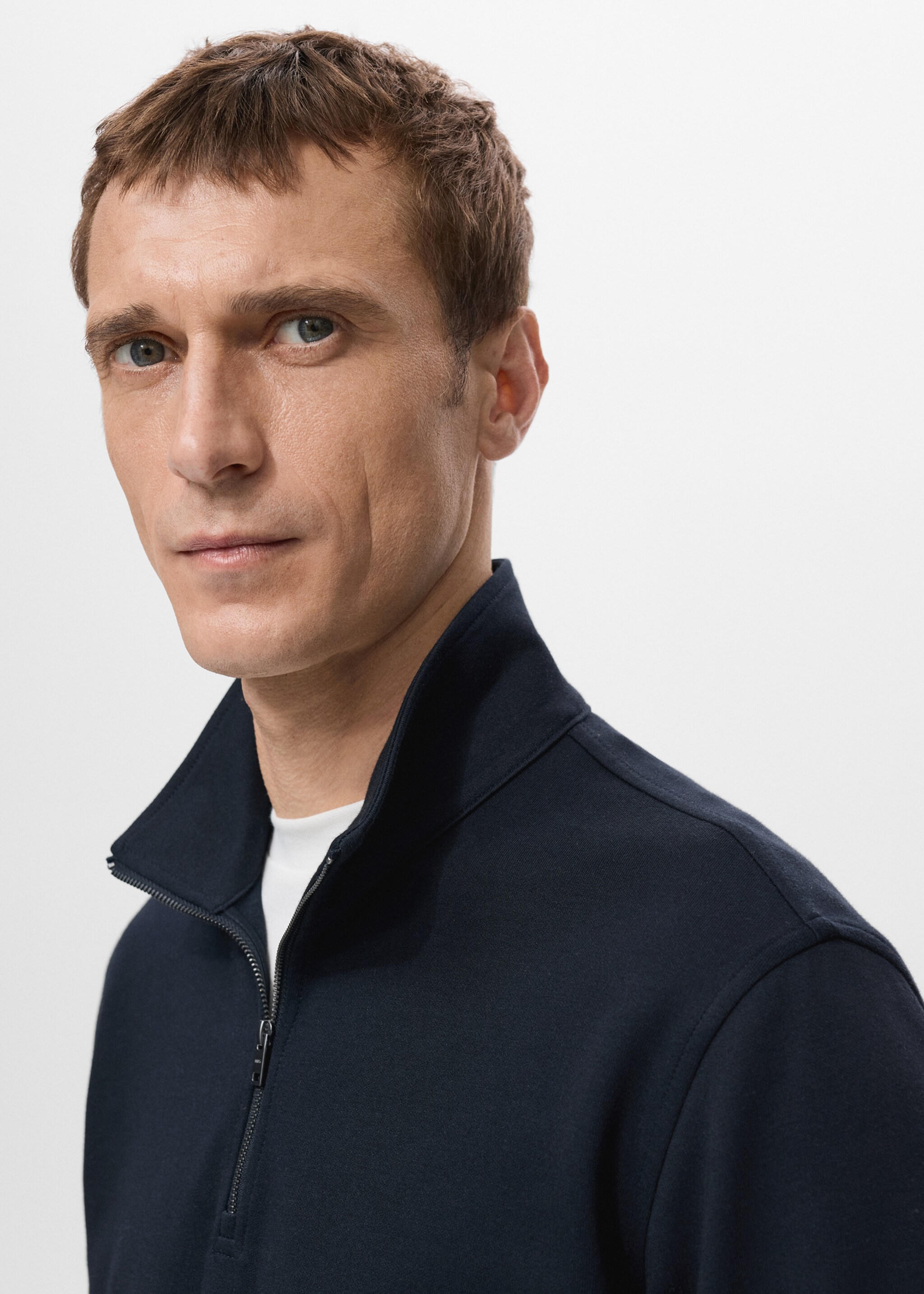 Sweat-shirt regular-fit col zippé - Détail de l'article 1, Bleu marine. Ref: 27062887-00.