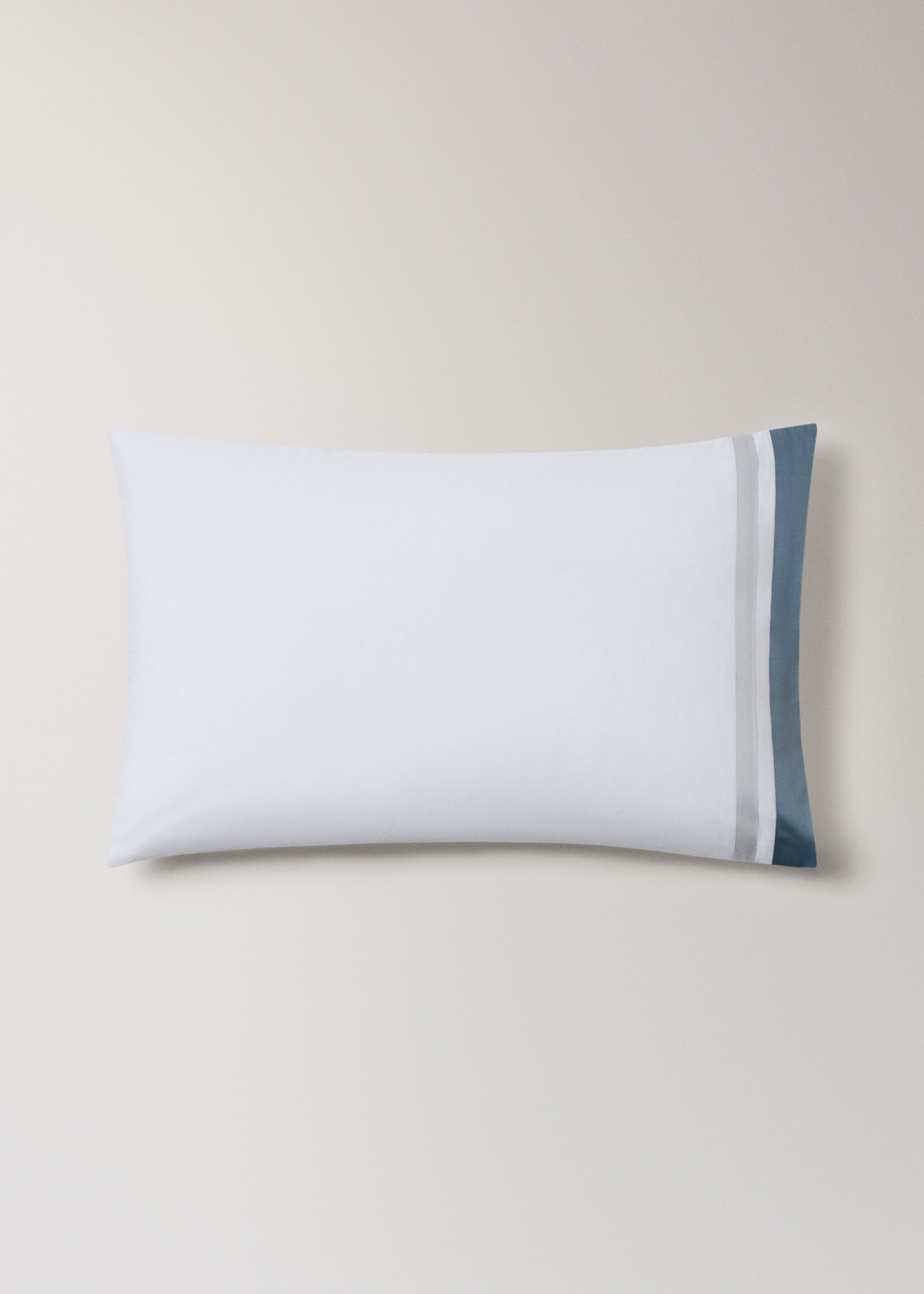 Two pillowcases with wide satin contrast band 50x75 cm - Article without model, Blue. Ref: 27062901-00.