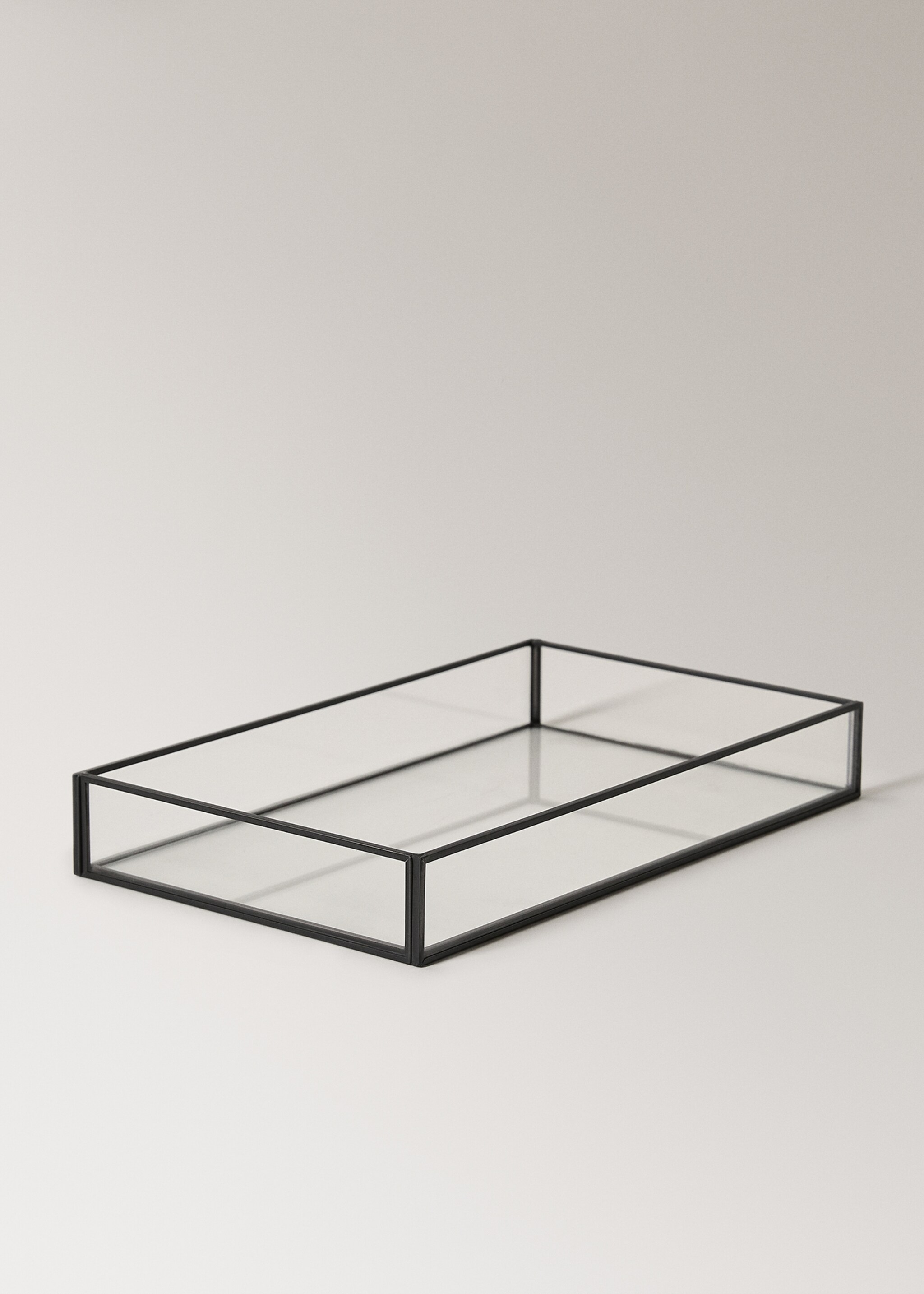 Medium decorative tray with metal profile - Details of the article 1, Black. Ref: 27062902-00.