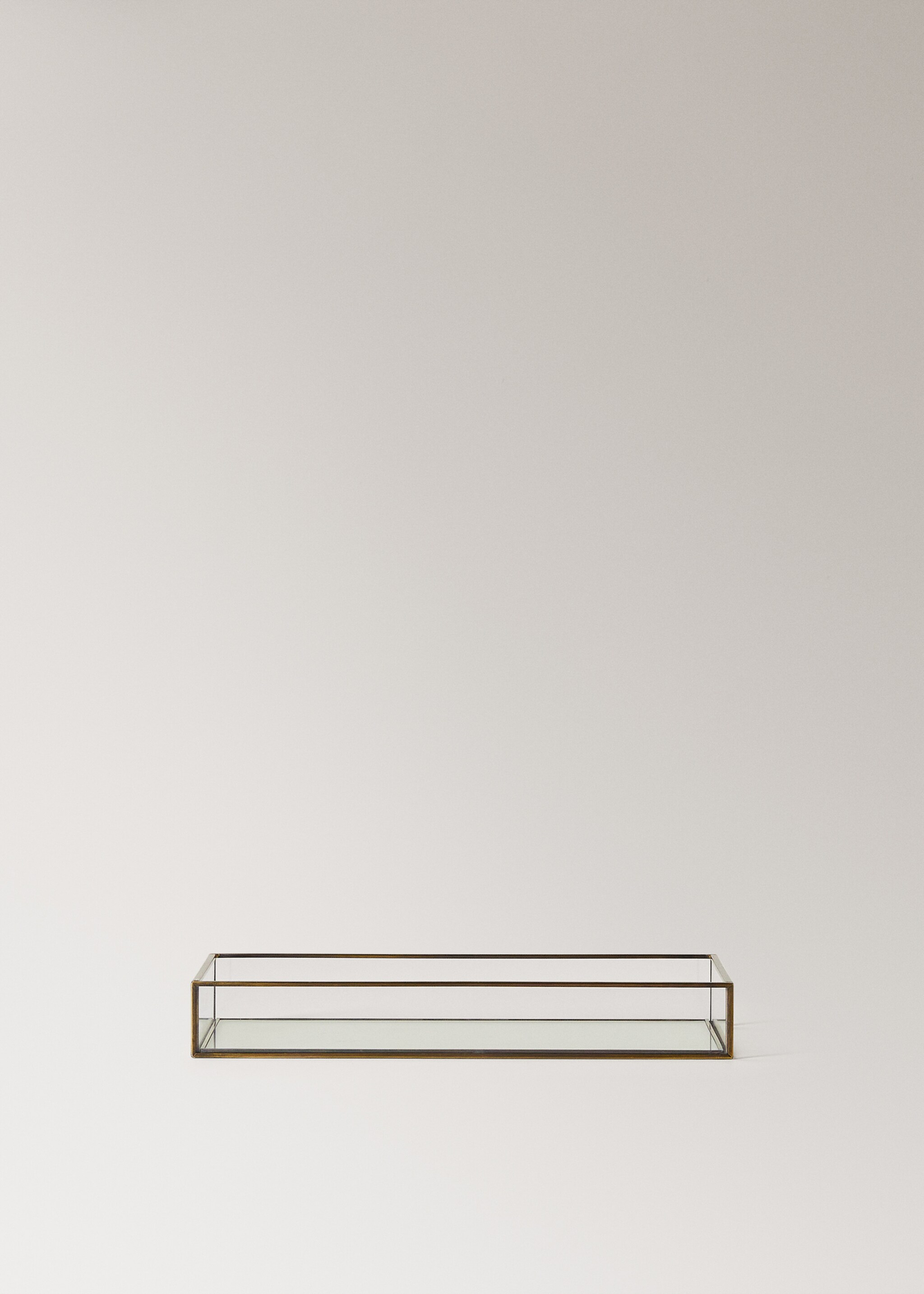 Medium glass embossed decorative tray - Article without model, Gold. Ref: 27062903-00.