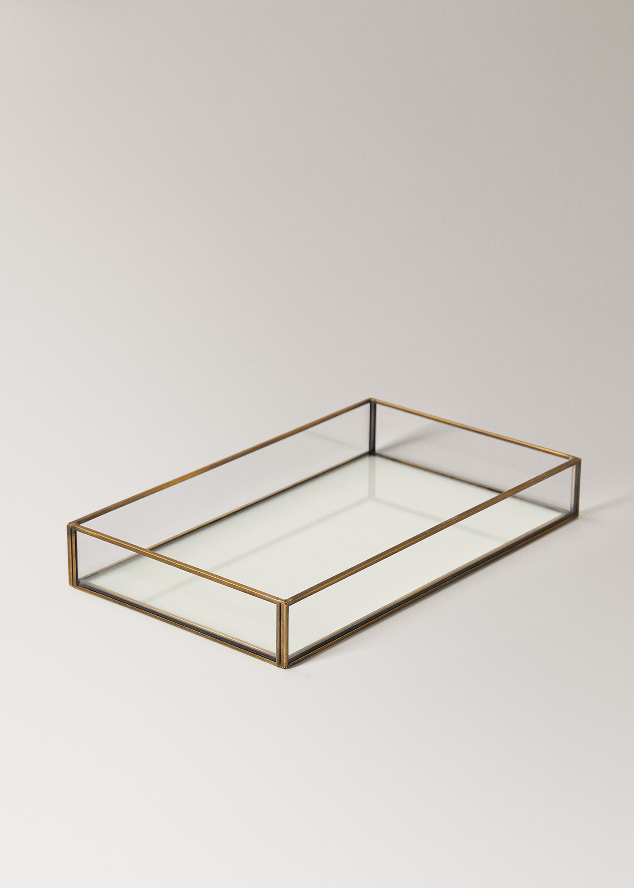 Medium glass embossed decorative tray - Details of the article 1, Gold. Ref: 27062903-00.