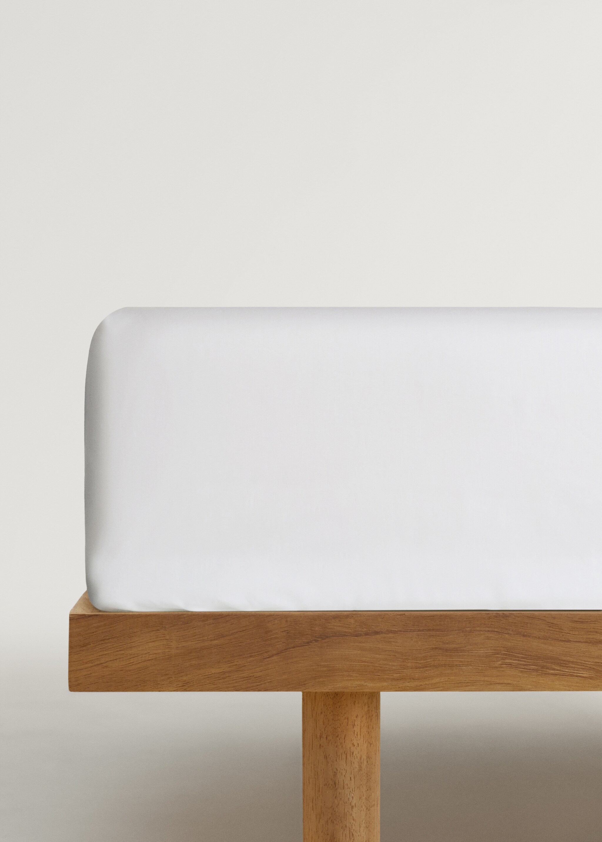 600 threads washed cotton fitted sheet Queen bed - Article without model, White. Ref: 27062904-00.