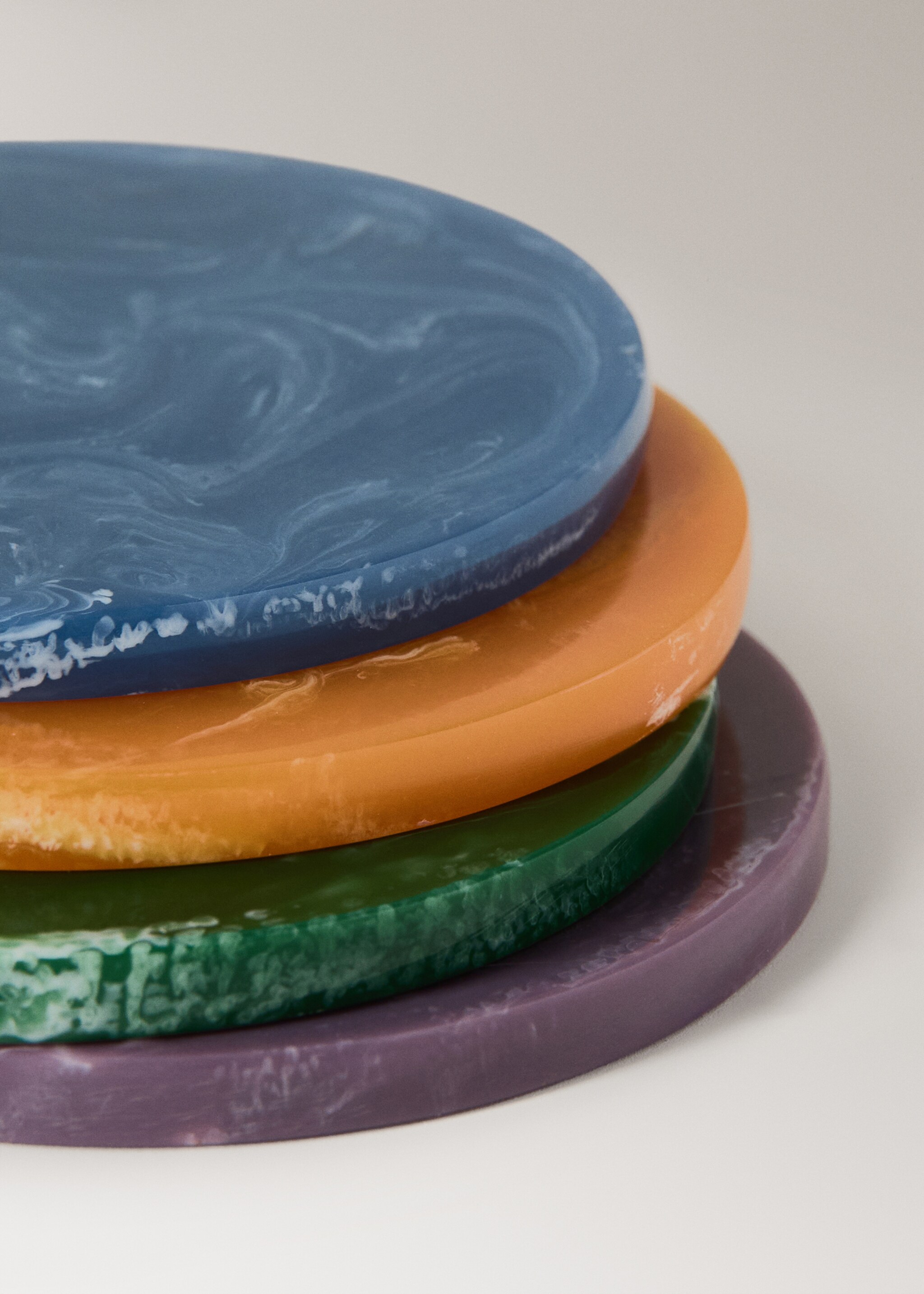 Dessous de verre en résine colorée - Détail de l'article 1, Bleu pétrole. Ref: 27062912-00.