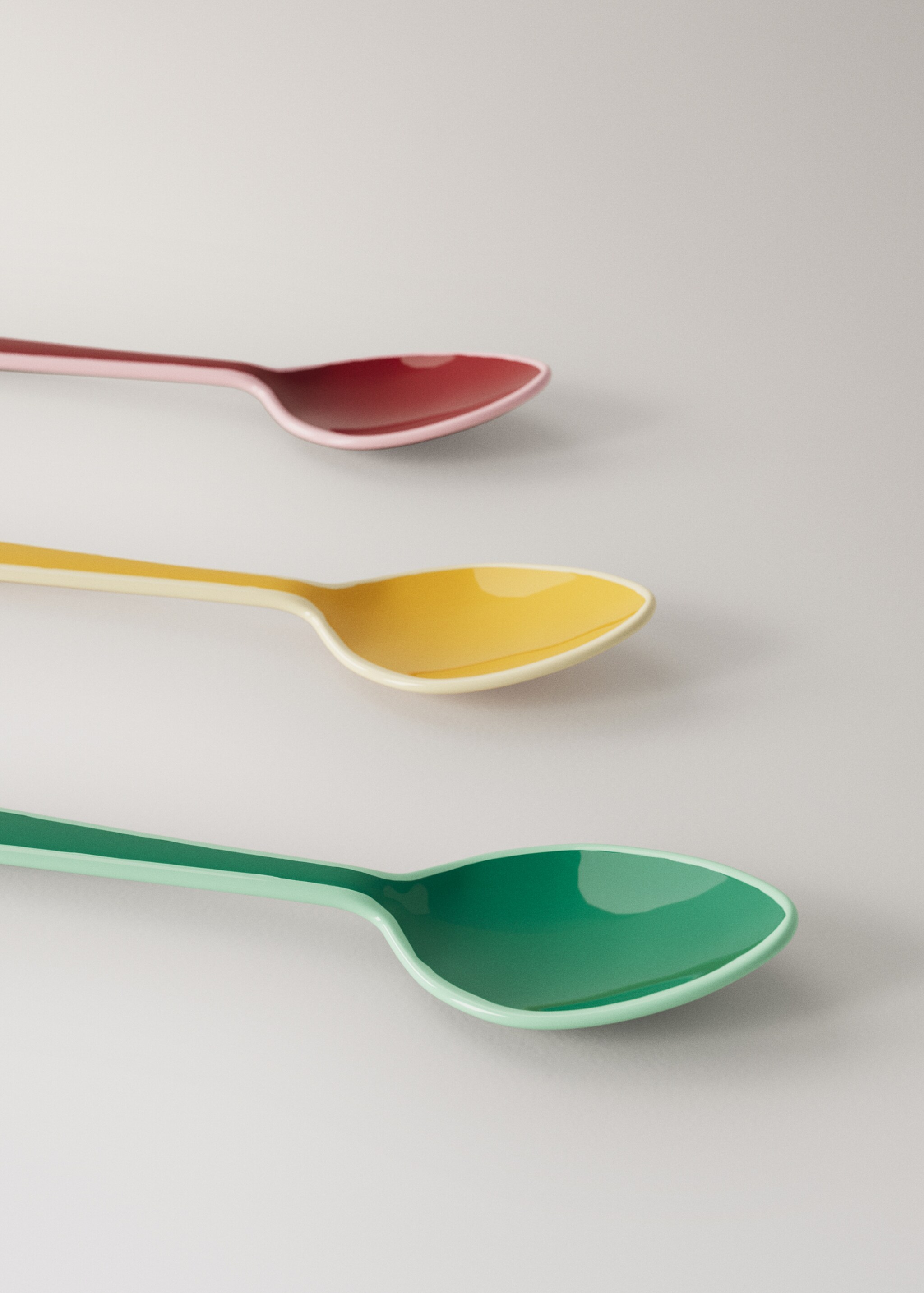 Pack of 3 colored stainless steel spoons - Details of the article 1, Yellow. Ref: 27062918-00.