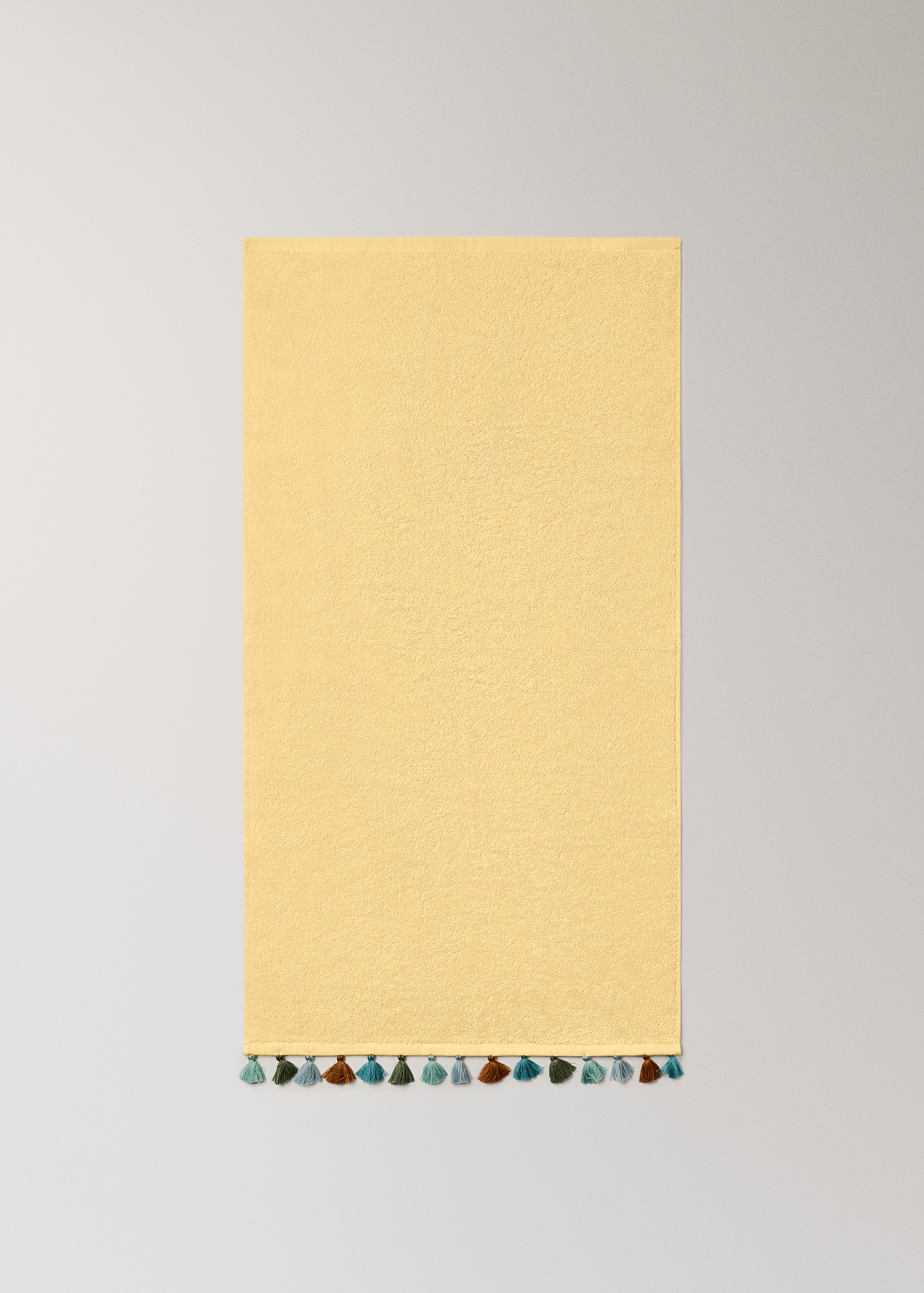 Cotton children's multi-coloured hand towel with pompoms - Details of the article 3