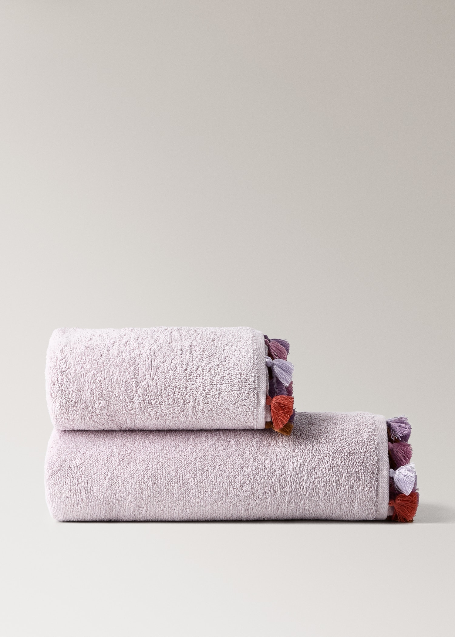 Cotton children's multi-coloured hand towel with pompoms - Article without model