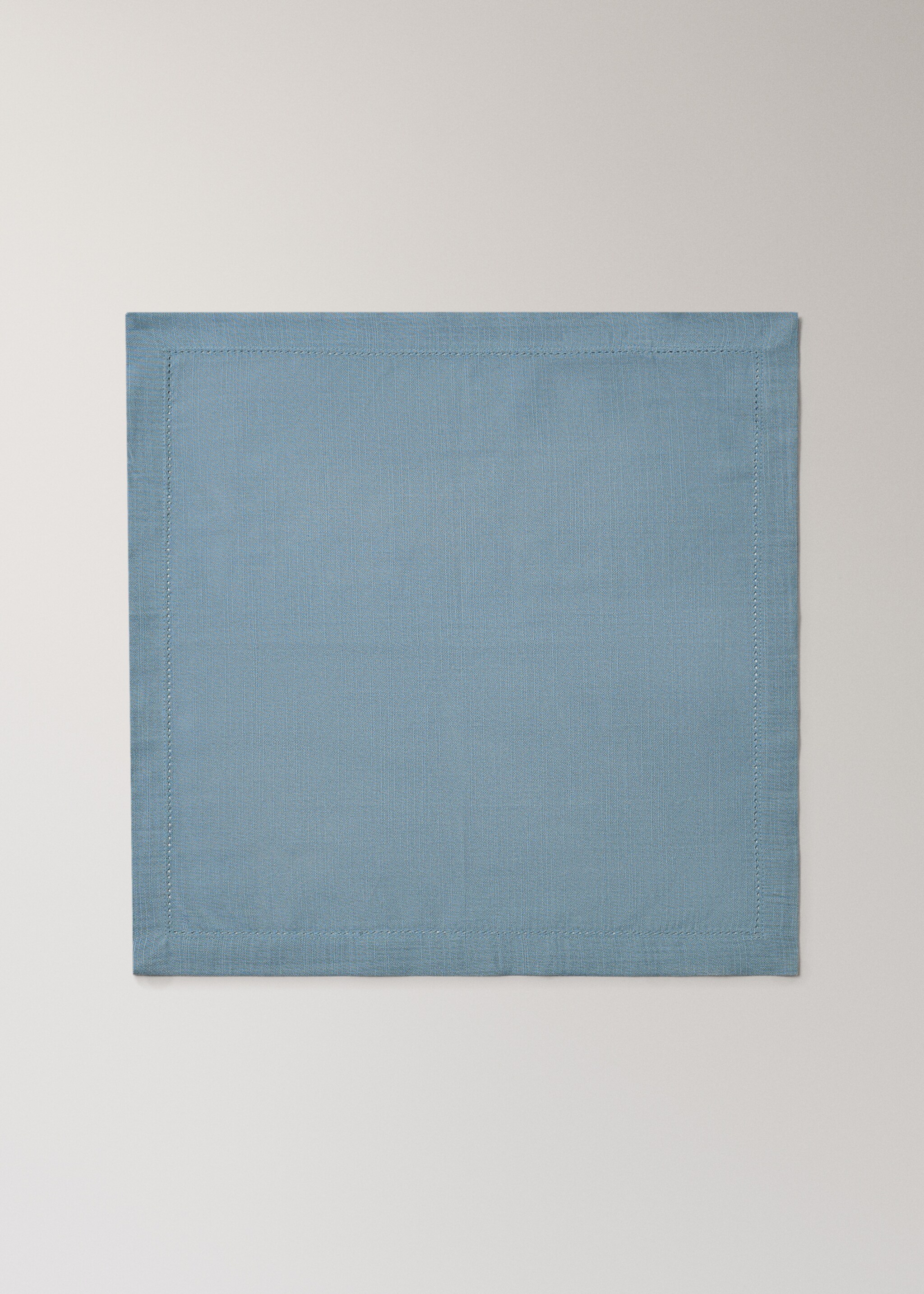 Cotton napkins with hemstitch detail - Article without model, Blue. Ref: 27063277-00.