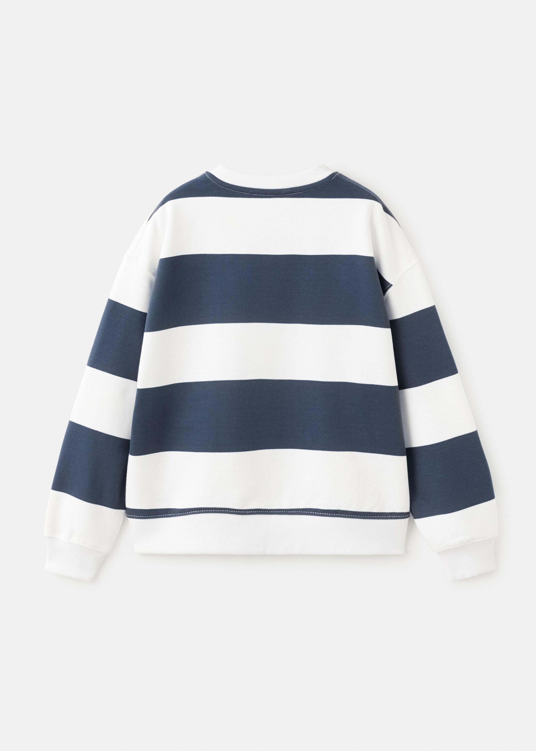 Sweat-shirt coton rayures - Verso de l’article, Bleu marine. Ref: 27063280-00.