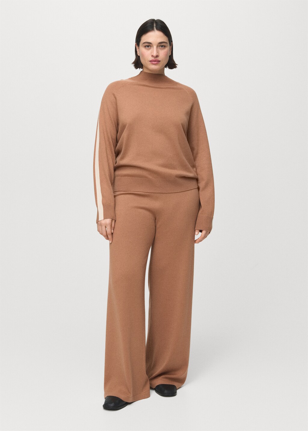Mango Sweater with contrasting stripes and perkins collar