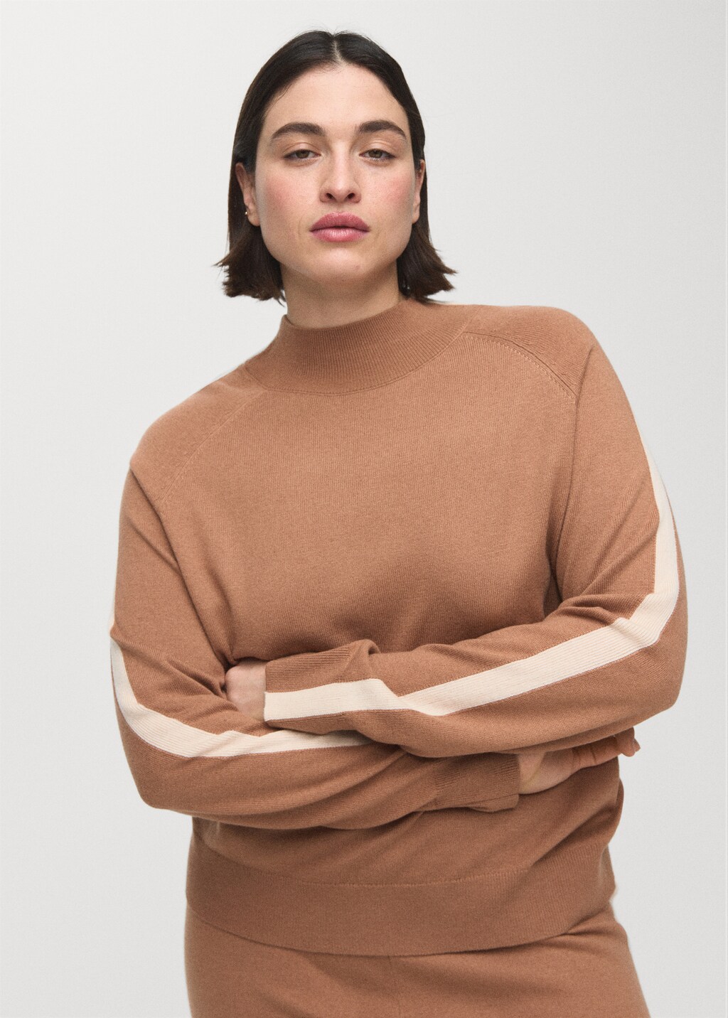 Mango Sweater with contrasting stripes and perkins collar