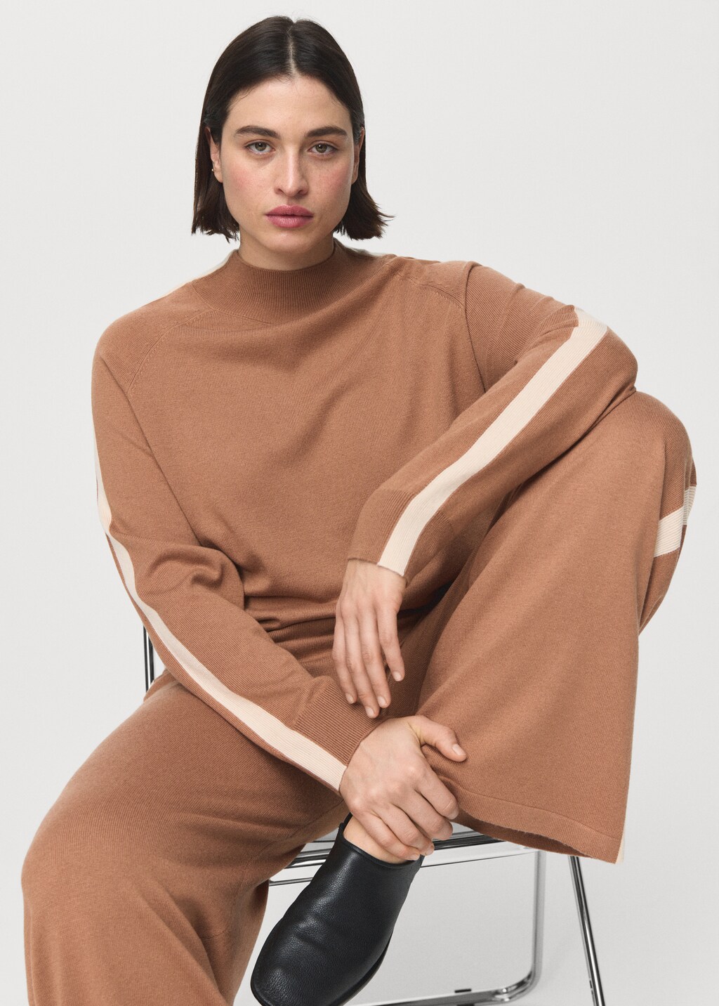 Mango Sweater with contrasting stripes and perkins collar