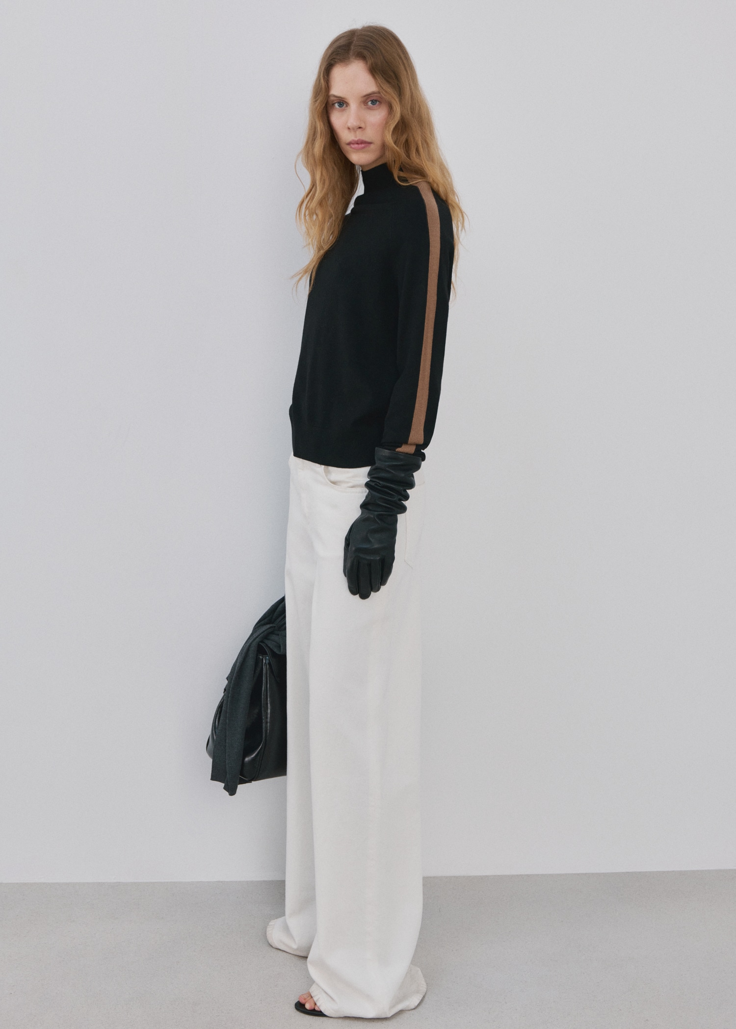 Pull col cheminée à rayures en contraste - Détail de l'article 2