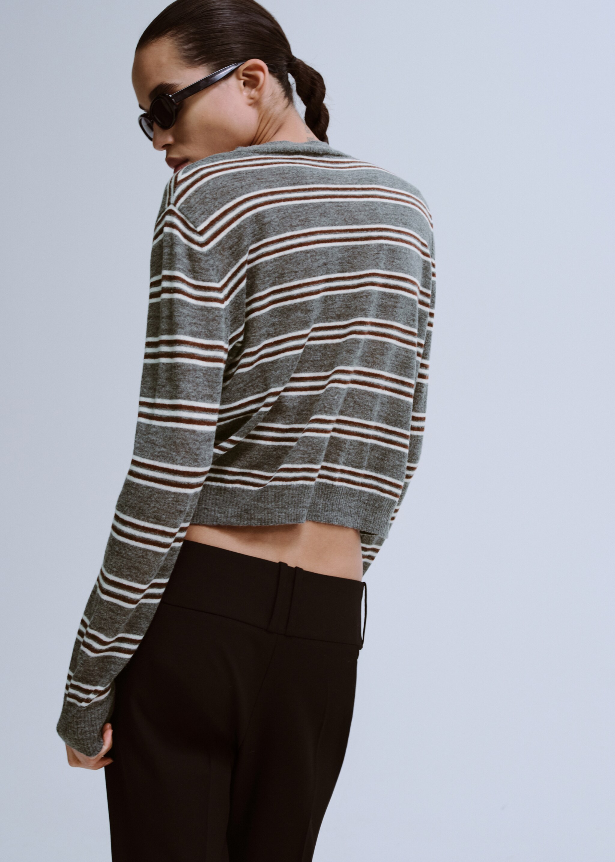 Knit striped sweater - Reverse of the article, Medium Heather Grey. Ref: 27063297-00.