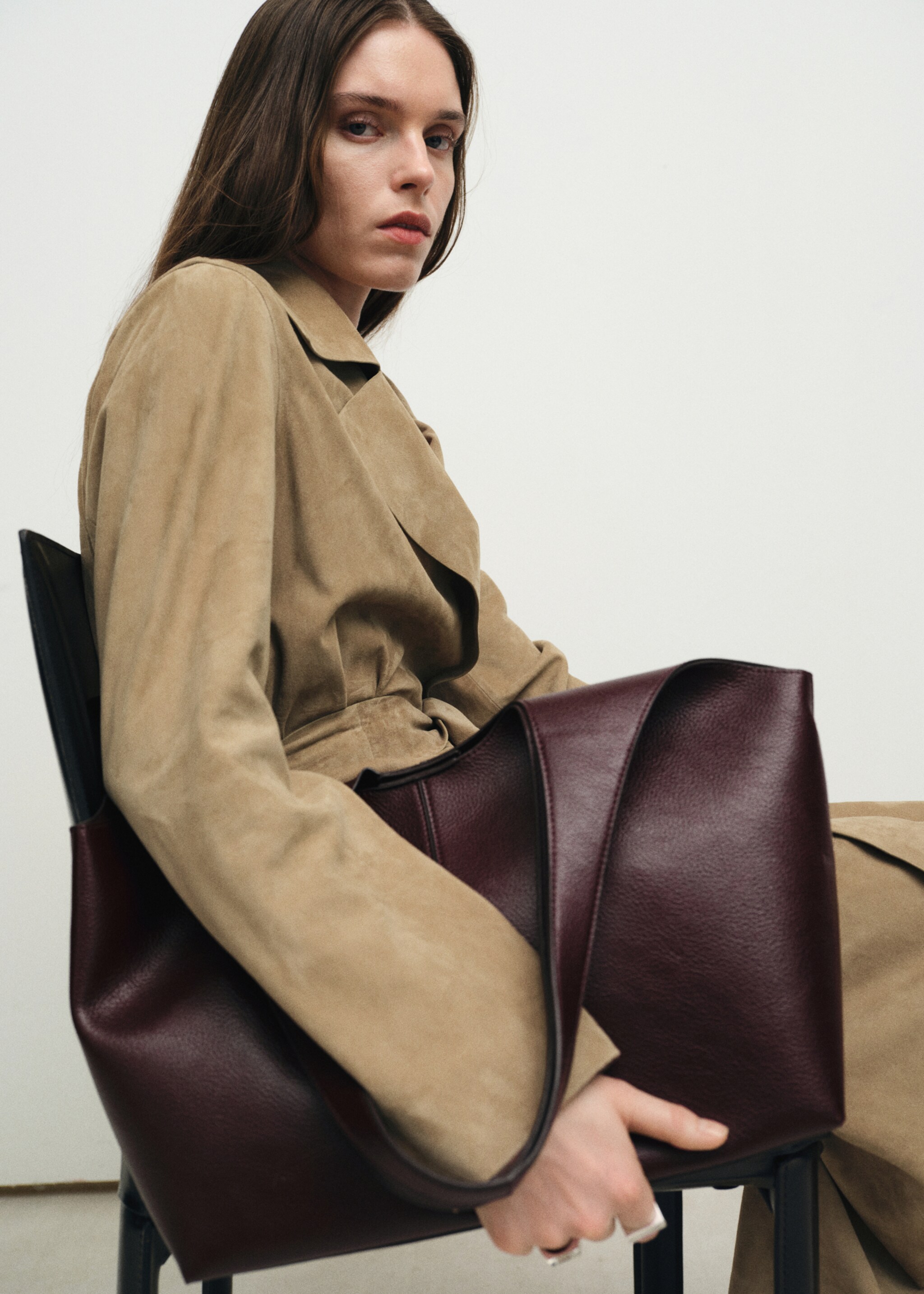 Large shopper bag - Details of the article 9, Burgundy. Ref: 27063304-00.