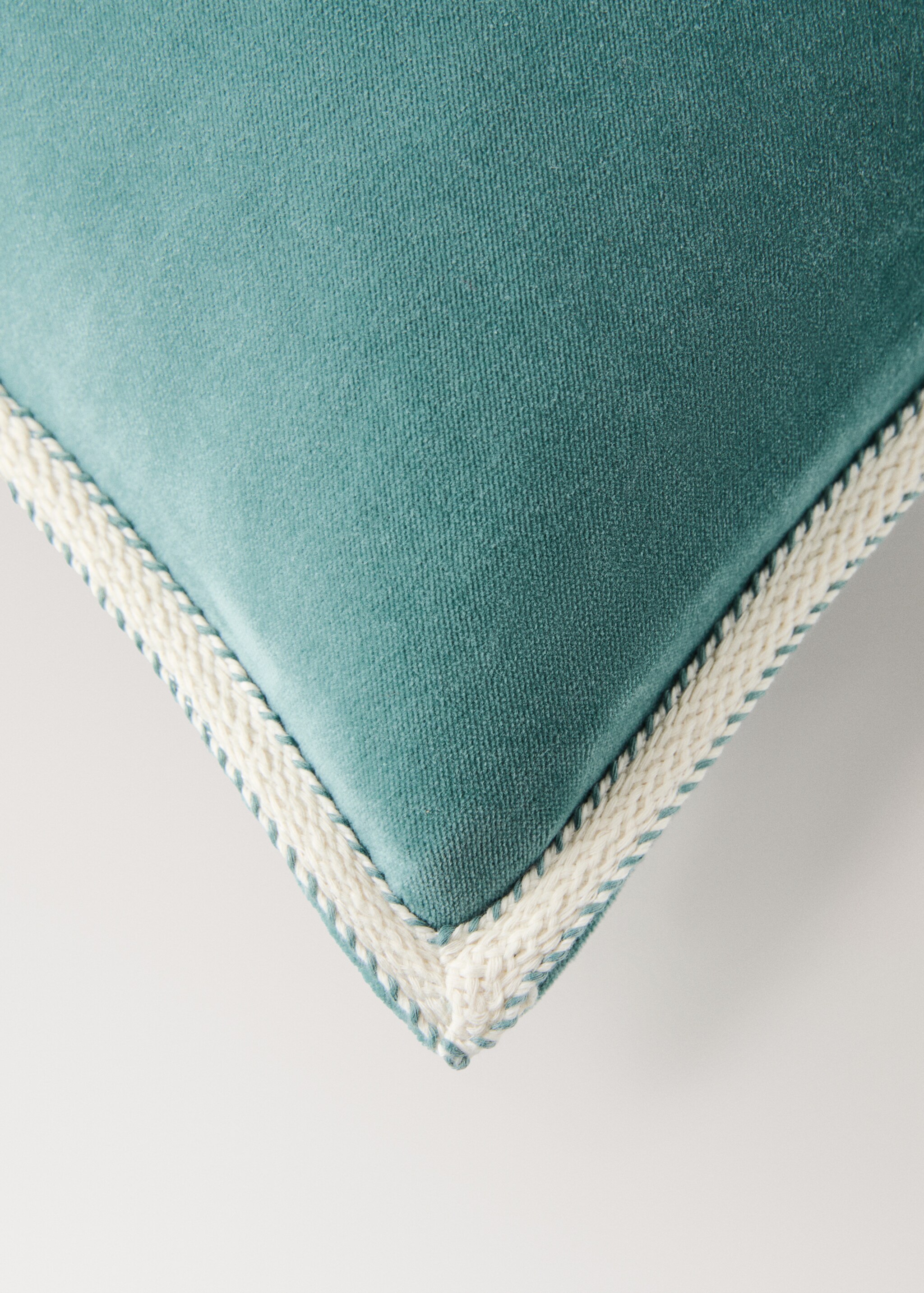 Funda coixí vellut detall cinta 40x60 cm - Detall de l'article 1, Verd aigua. Ref: 27063306-00.