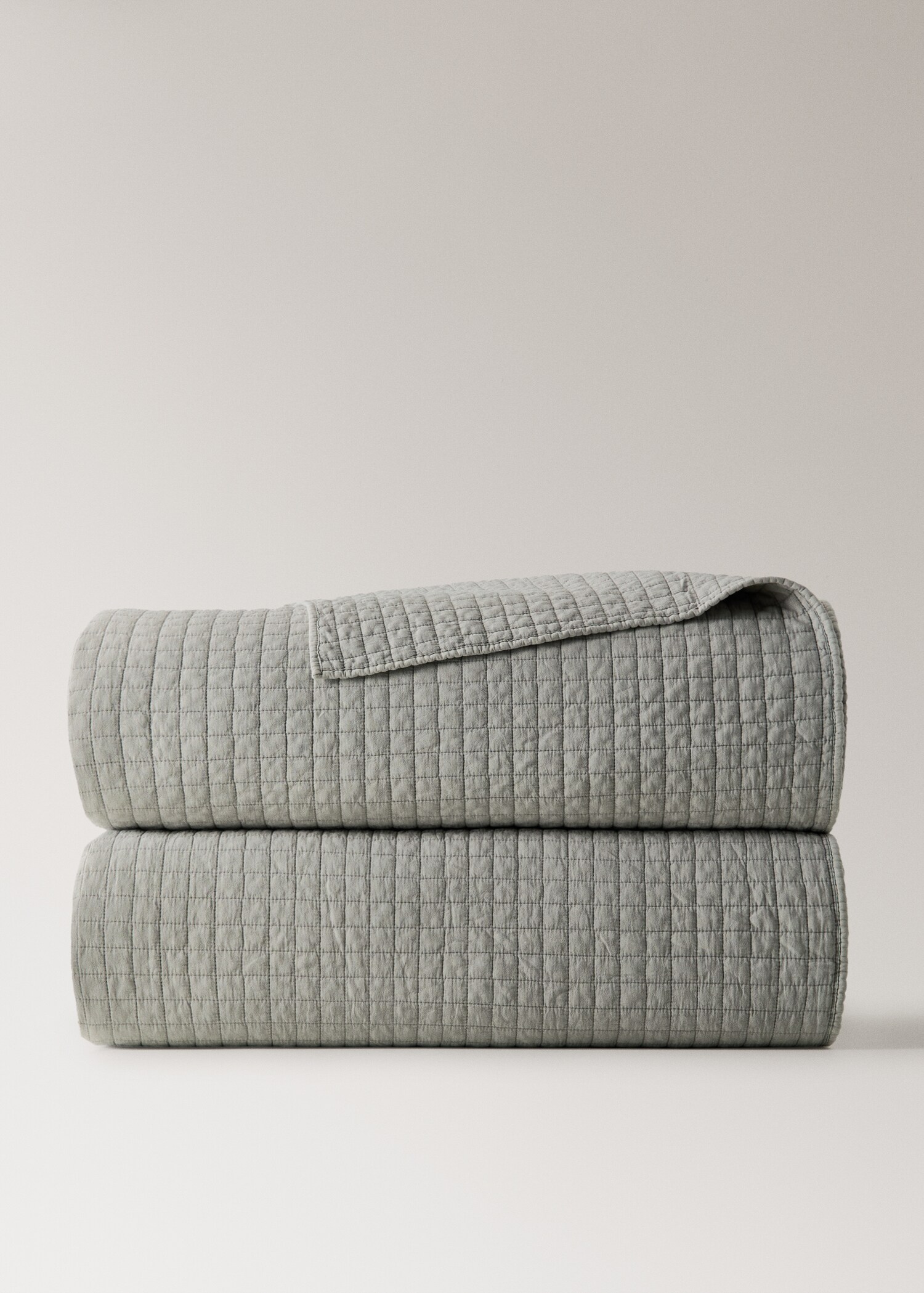 Cotton garment-dyed check bedspread for 180/200 cm bed - Article without model