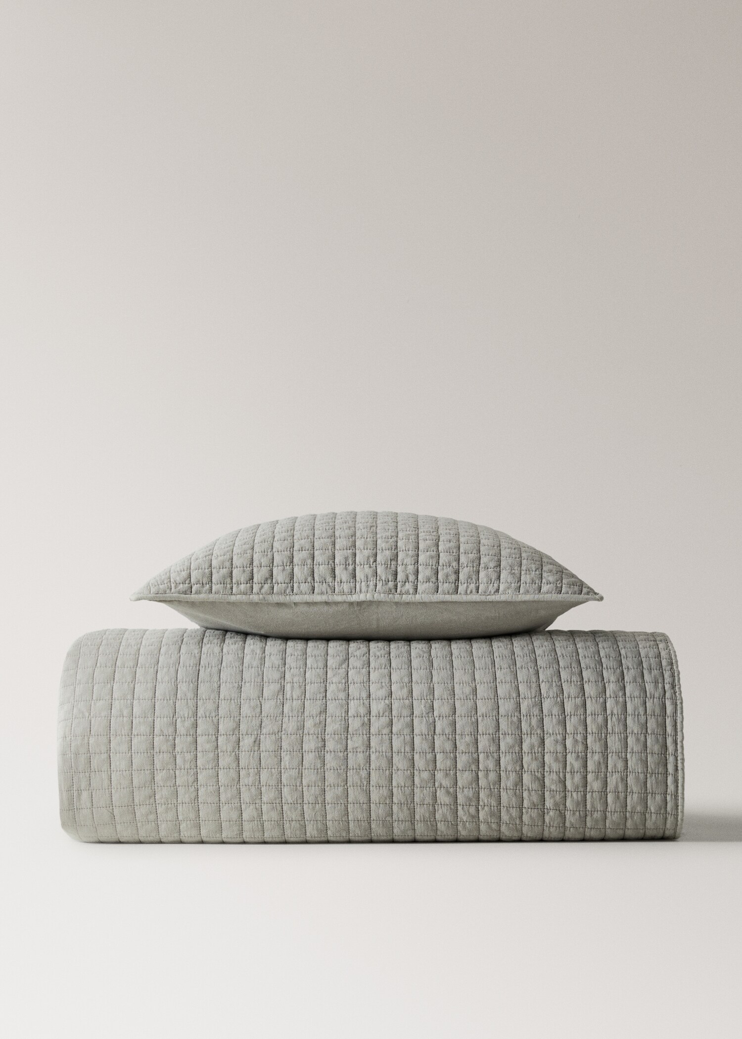 Cotton garment-dyed check bedspread for 180/200 cm bed - Details of the article 3