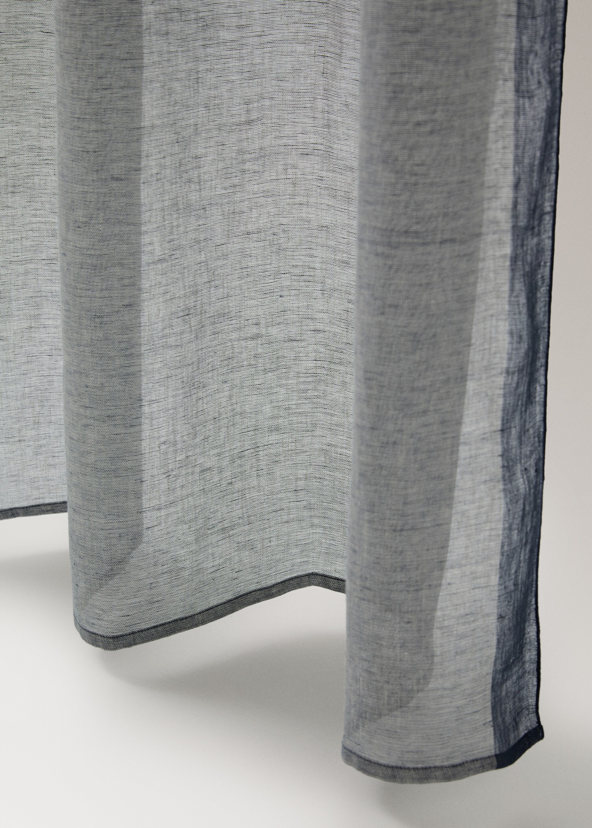 Vorhang aus 100 % Leinen, seitliche Streifen - Detail des Artikels 1, Blau. Ref: 27063316-00.