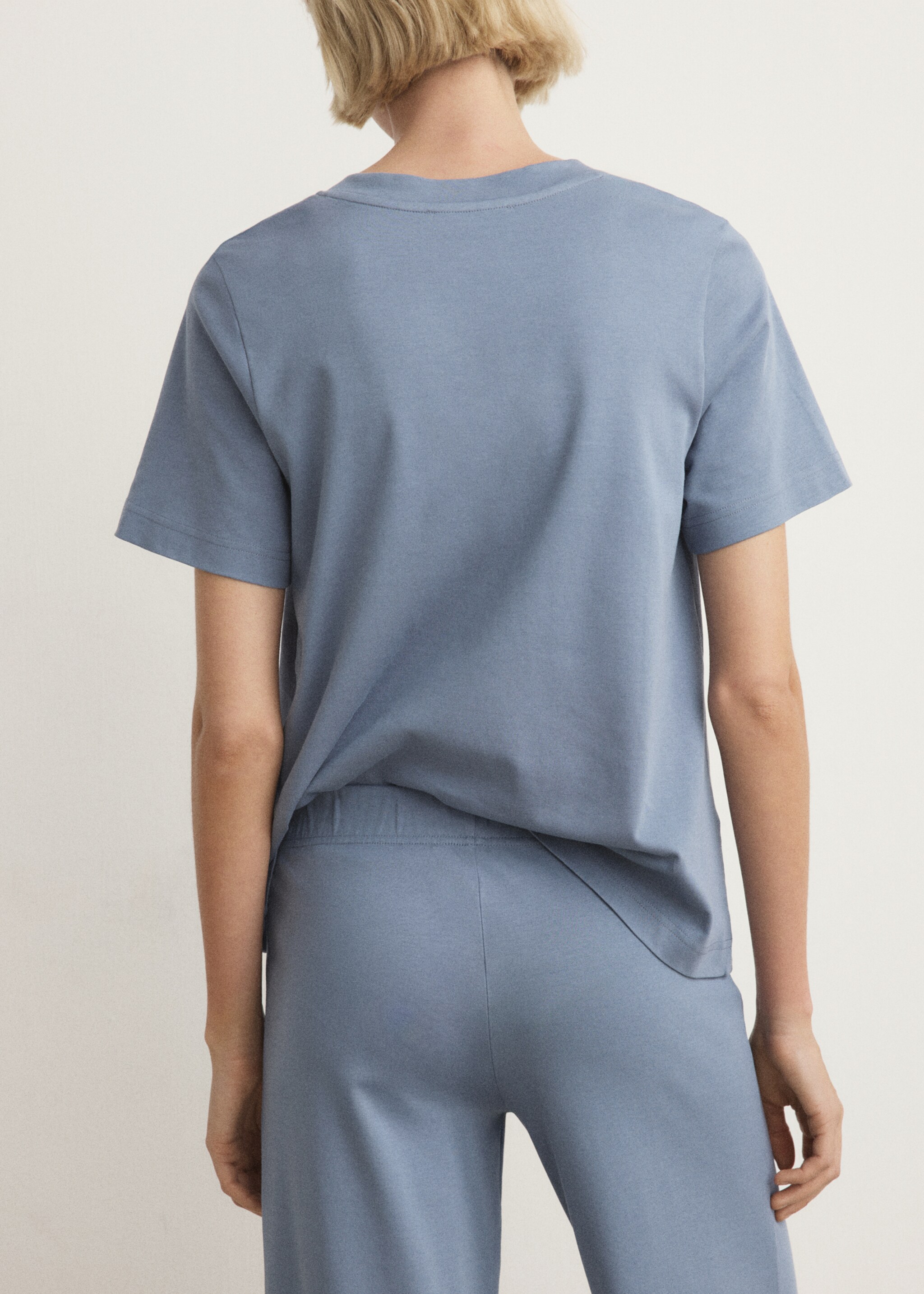 Cotton short-sleeved pyjama t-shirt - Reverse of the article, Blue. Ref: 27063317-00.
