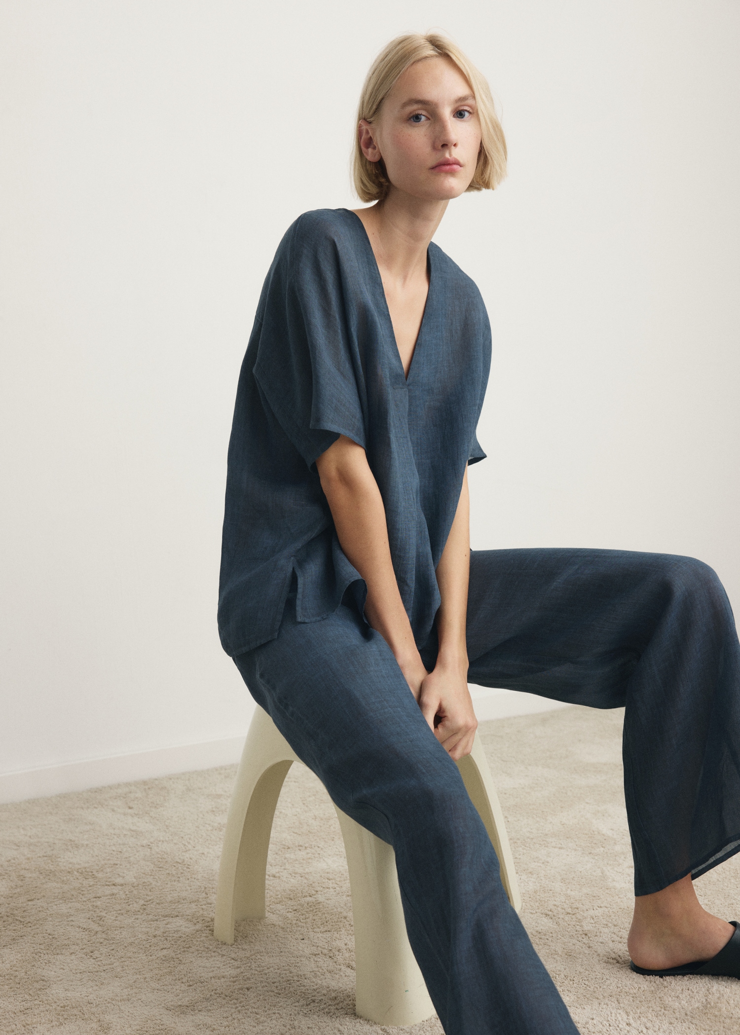 Pantalon 100 % ramie avec effet overdyed - Détail de l'article 2