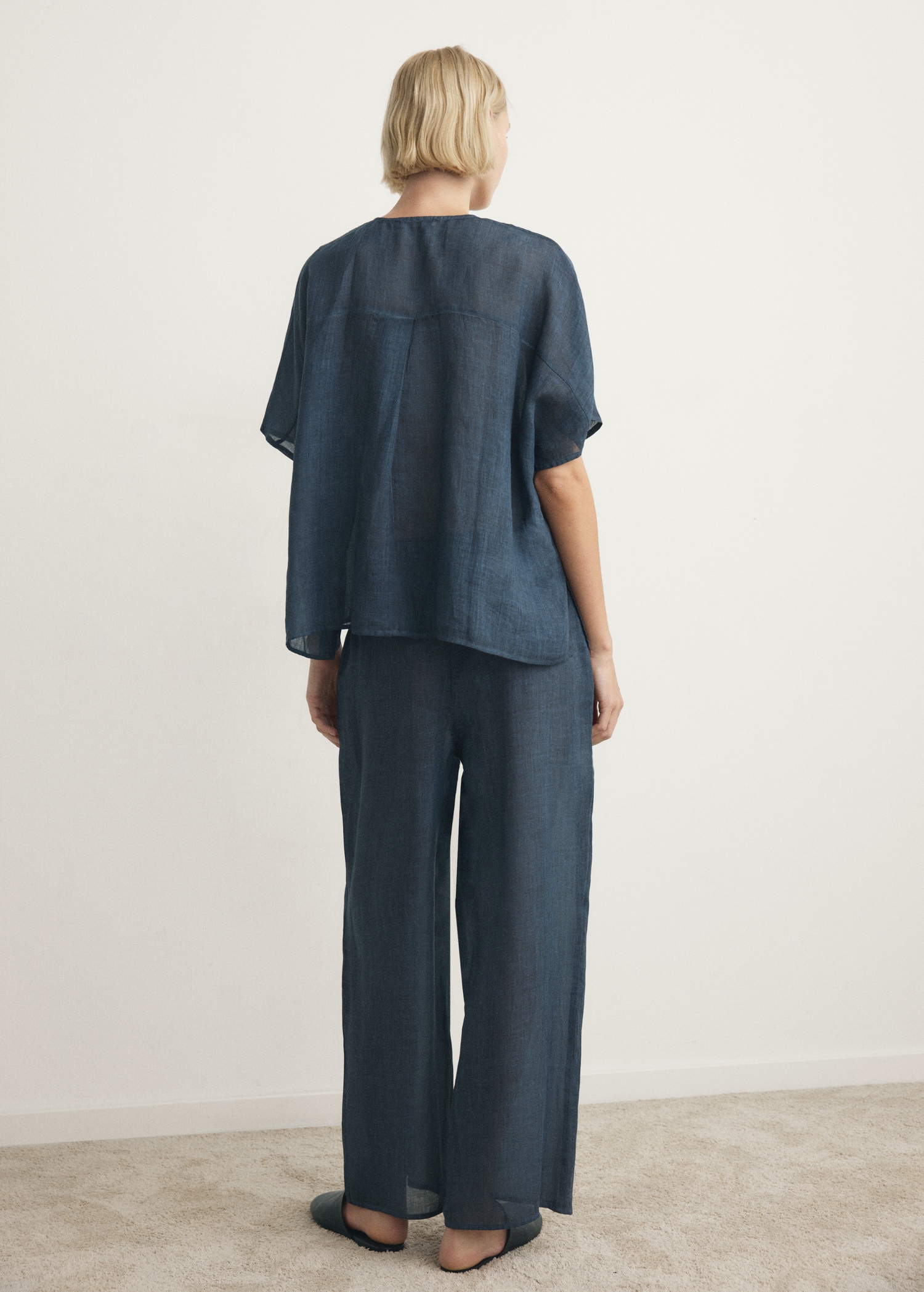 Pantalon 100 % ramie avec effet overdyed - Verso de l’article