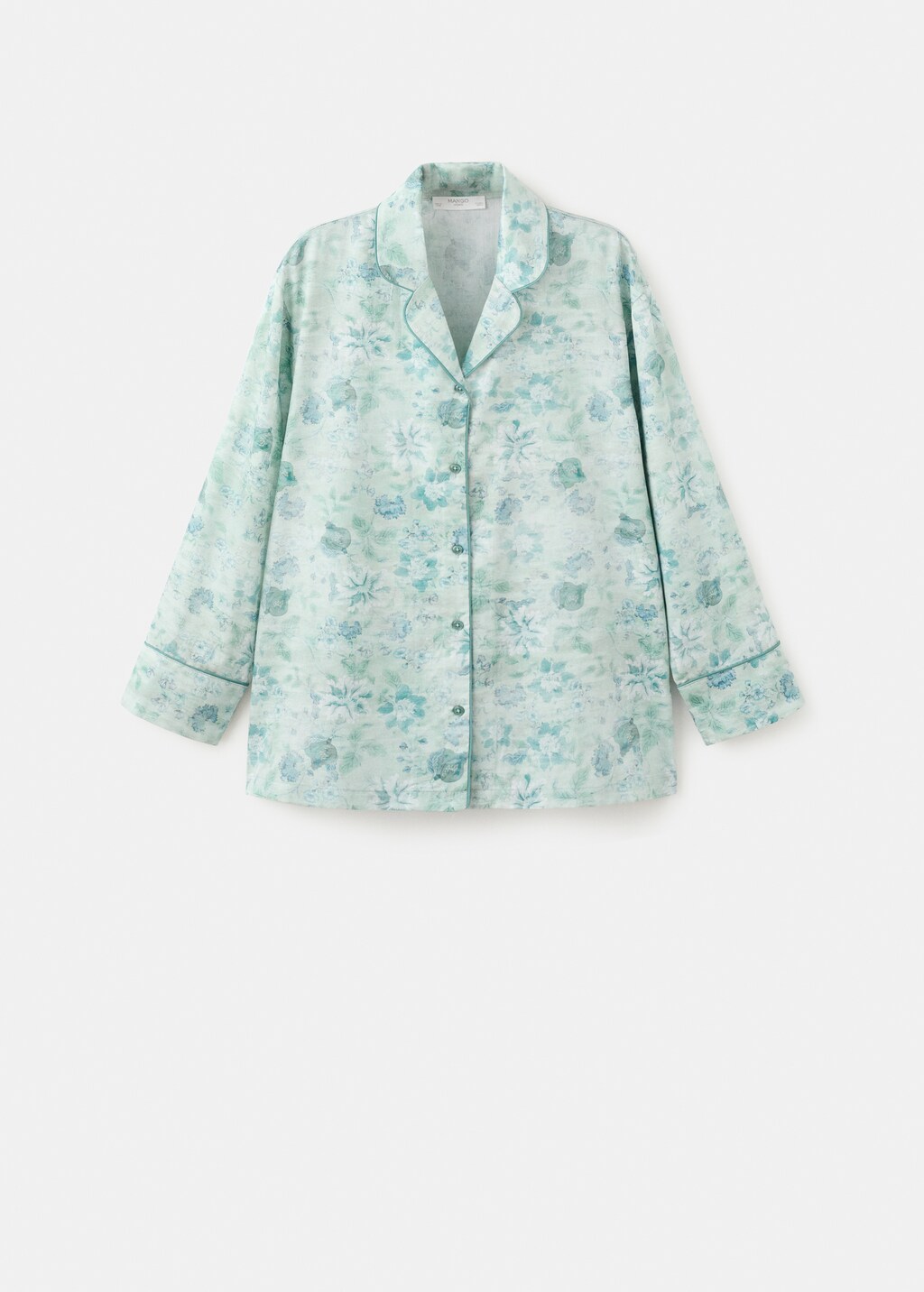 Printed pajama shirt with piping - image 5