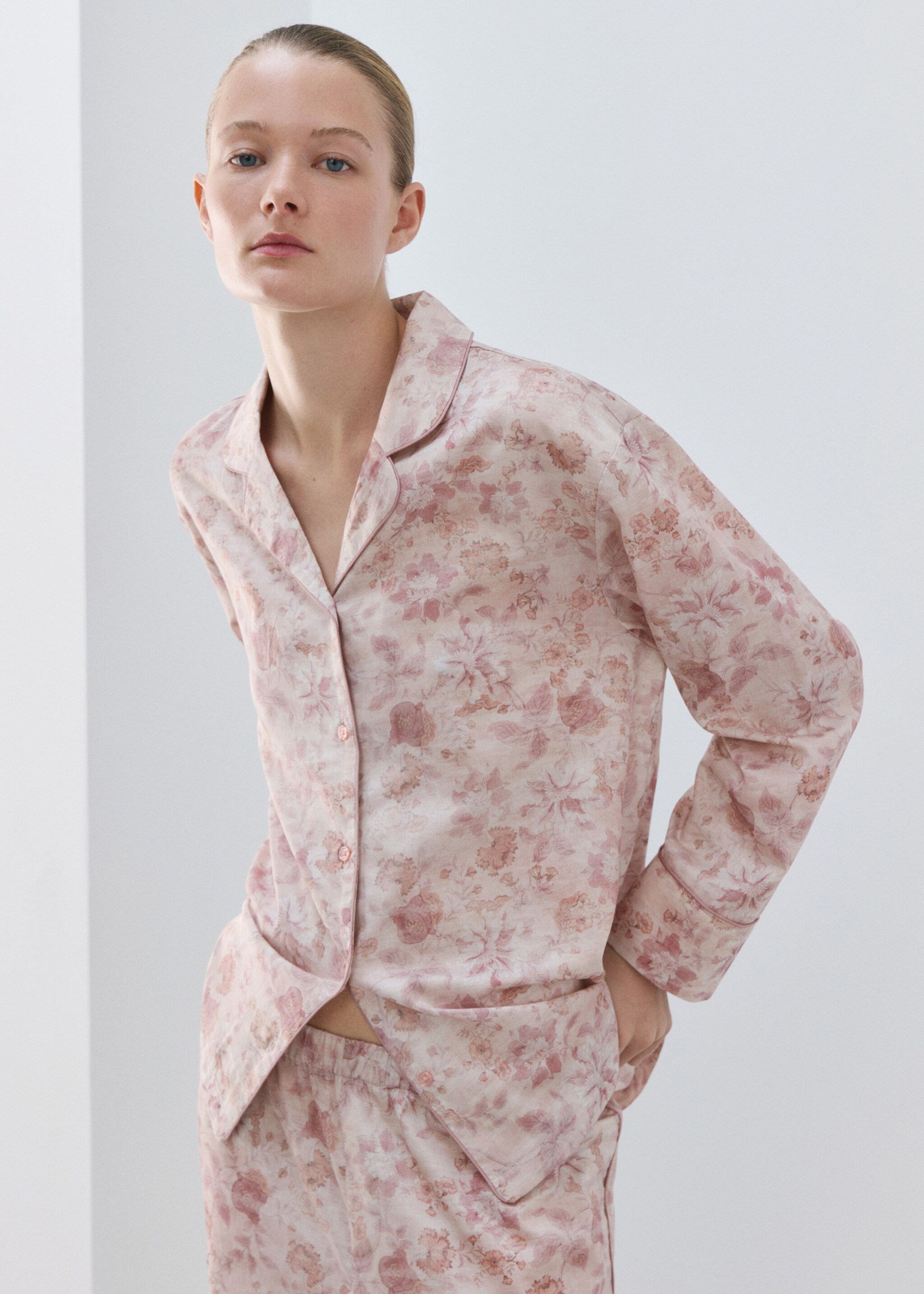 قميص بيجامة مطبوع مع بايبينج - رؤية وسط, وردي. Ref: 27063321-00.