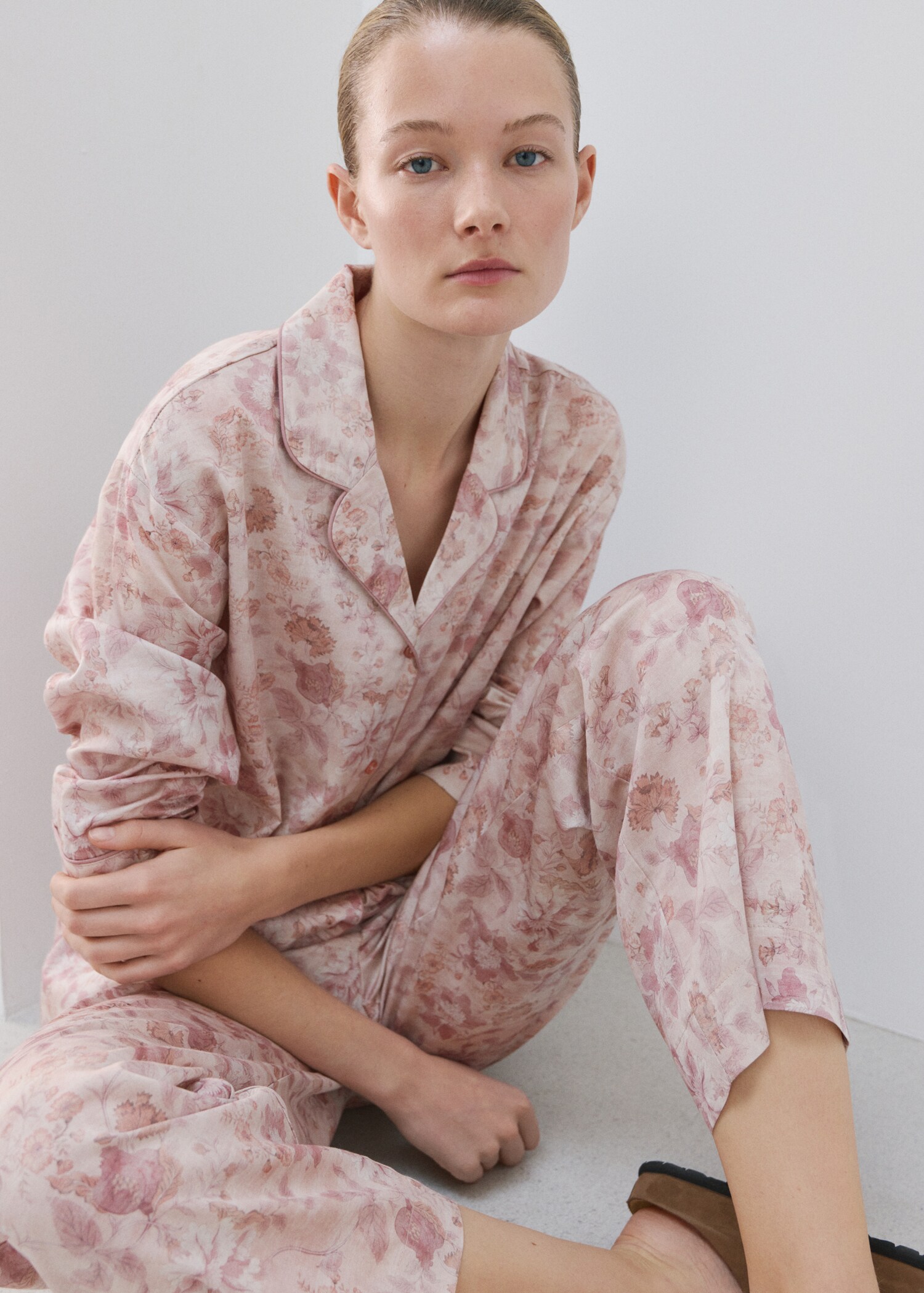 قميص بيجامة مطبوع مع بايبينج - تفاصيل المنتج 2