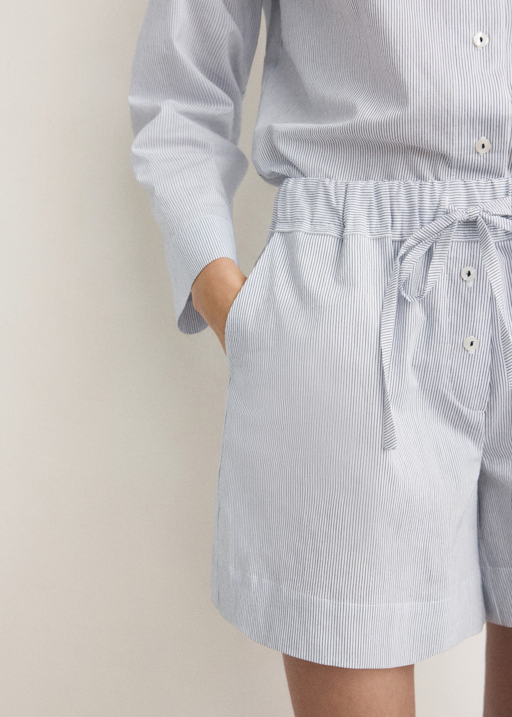 Cotton striped pajama shorts
