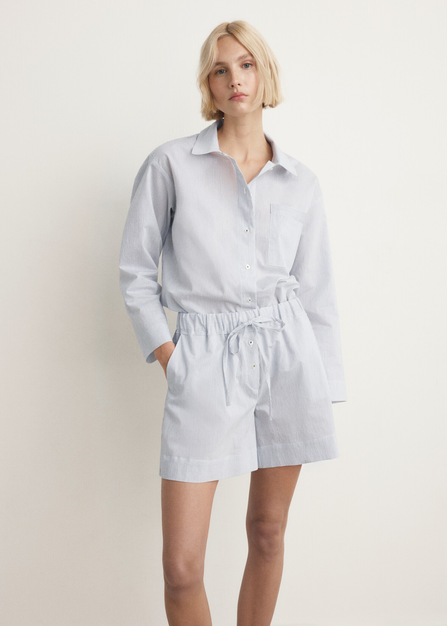 Striped cotton pyjama shorts - Λεπτομέρεια του προϊόντος 2