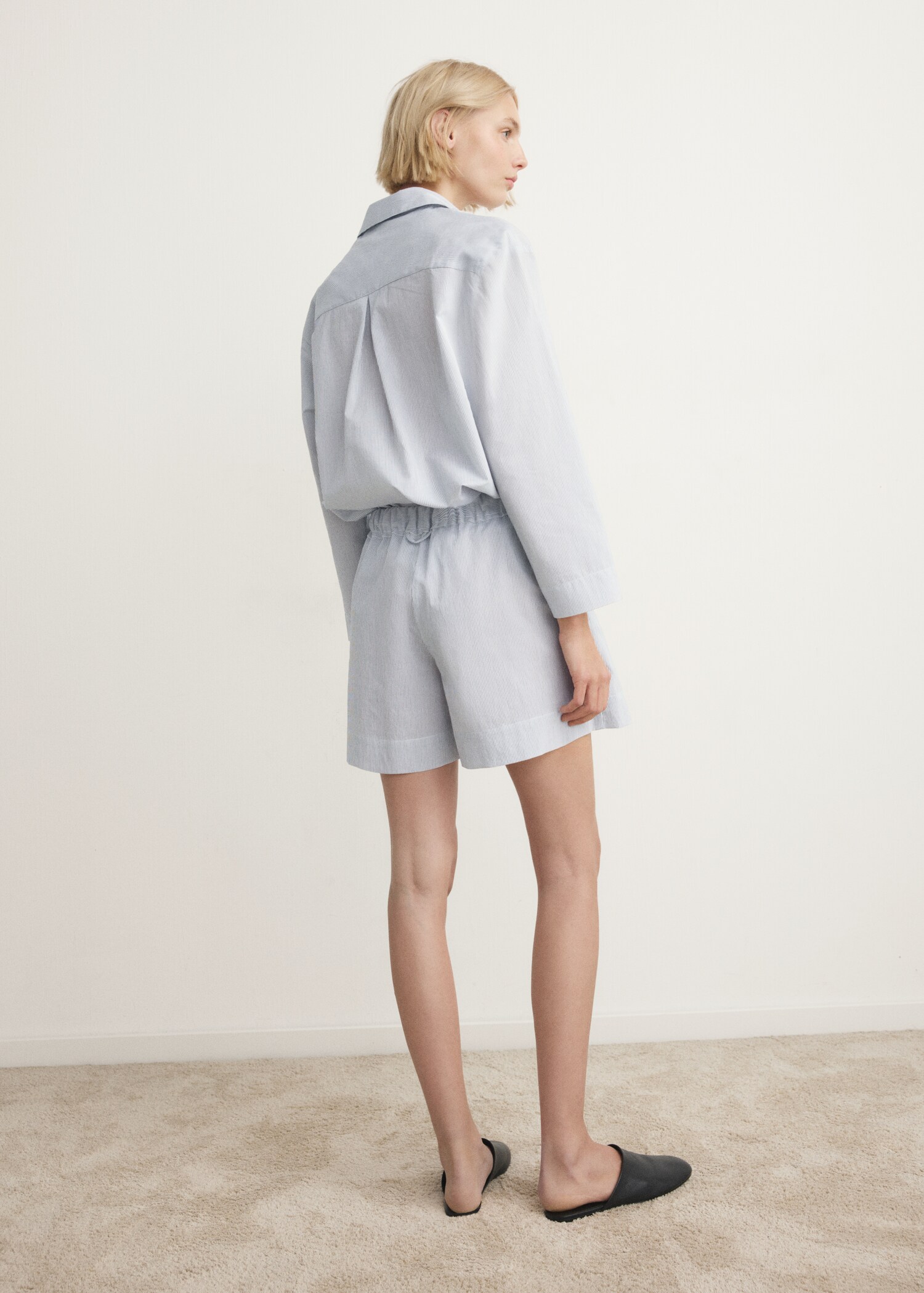 Striped cotton pyjama shorts - Πίσω όψη προϊόντος