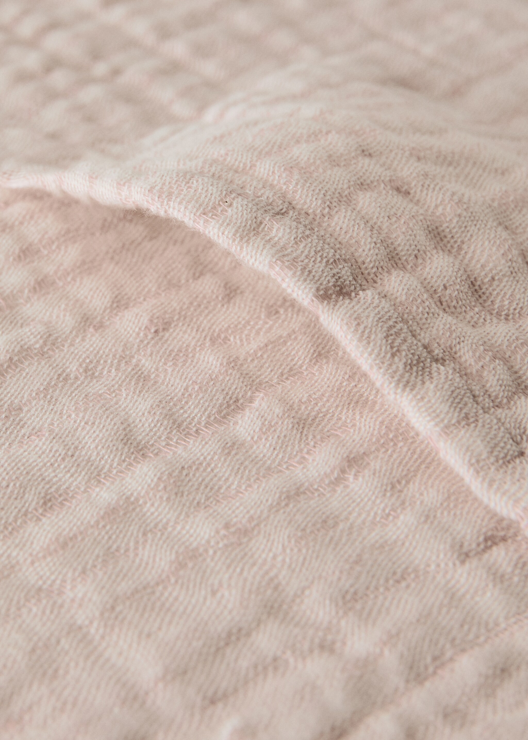 Linen cotton bed cushion cover with yarn-dyed threads 50x50 cm - Details of the article 2, Pastel Pink. Ref: 27063334-00.