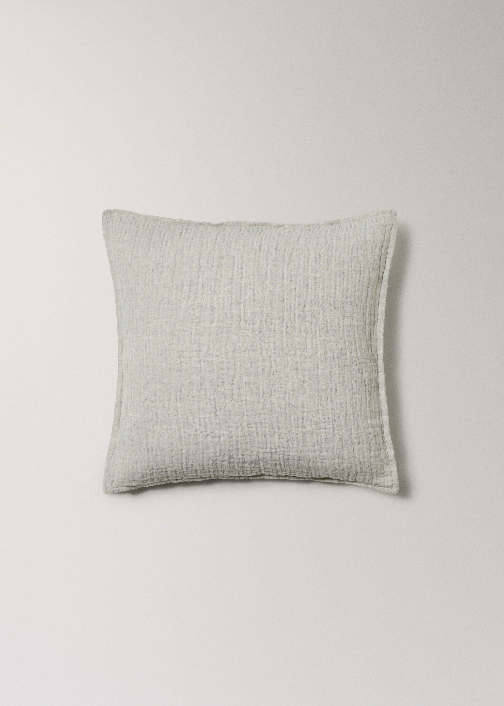 Linen cotton bed cushion cover with yarn-dyed threads 50x50 cm - Article without model, Charcoal. Ref: 27063334-00.