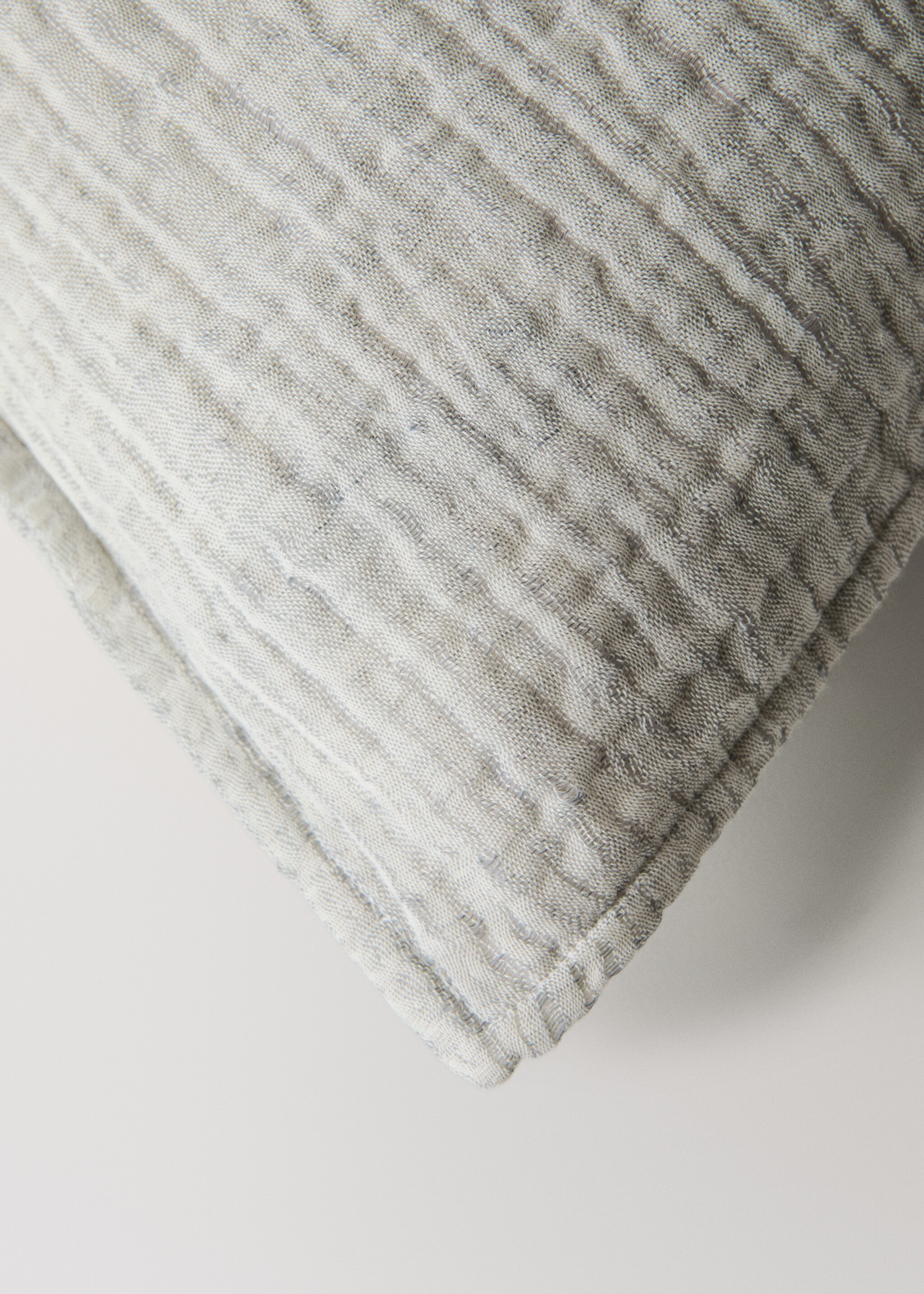 Linen cotton bed cushion cover with yarn-dyed threads 50x50 cm - Details of the article 1, Charcoal. Ref: 27063334-00.
