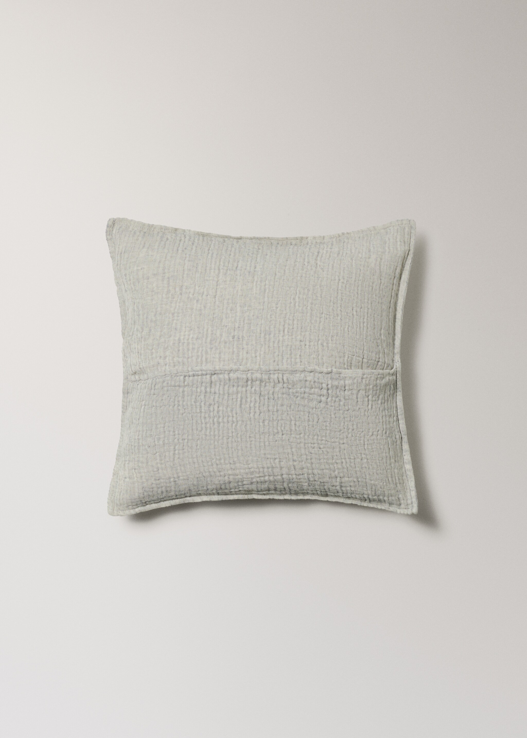 Linen cotton bed cushion cover with yarn-dyed threads 50x50 cm - Details of the article 4, Charcoal. Ref: 27063334-00.