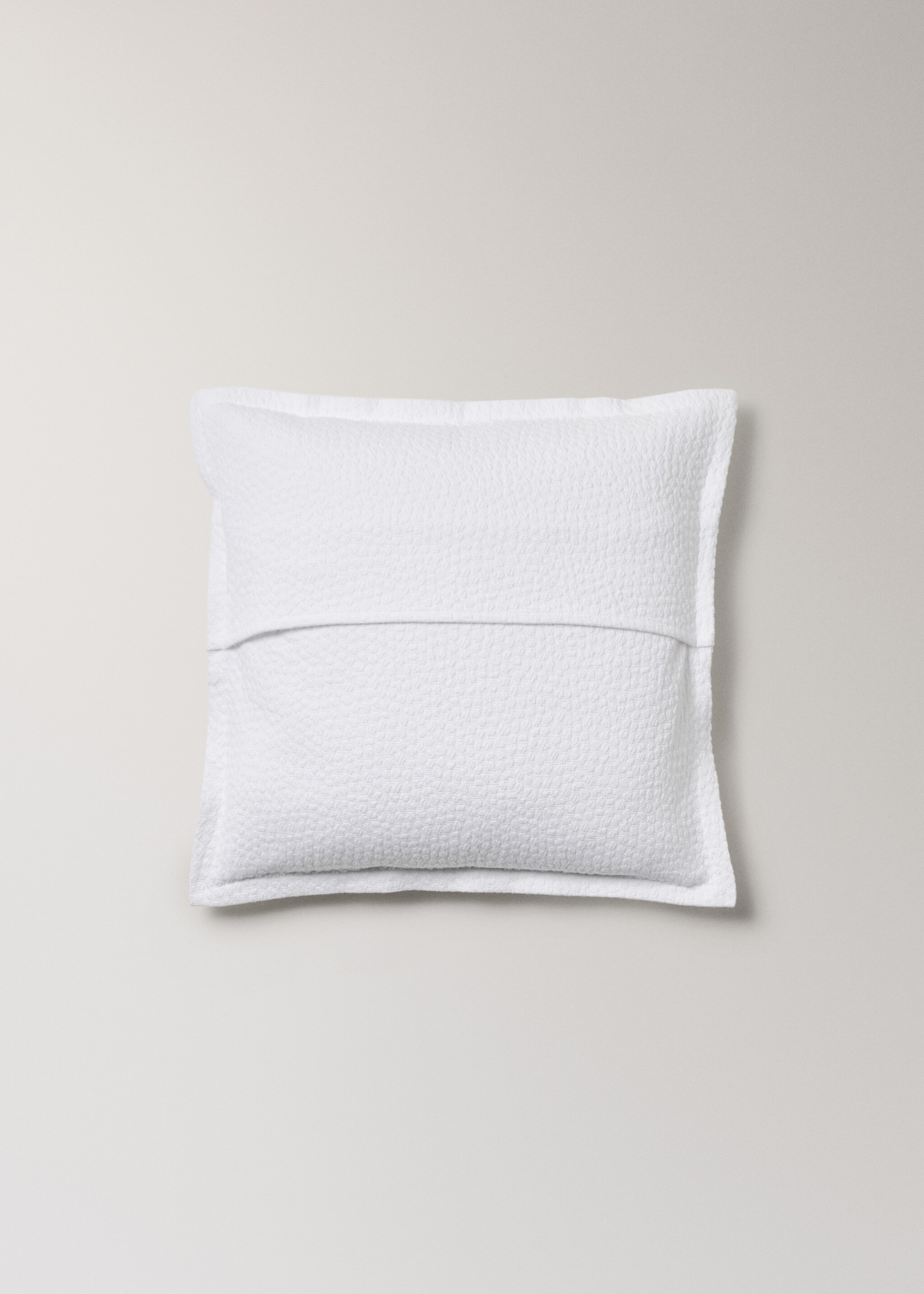 Getextureerde jacquard katoenen kussenhoes 50x50 cm - Detail van het artikel 1, Wit. Ref: 27063339-00.